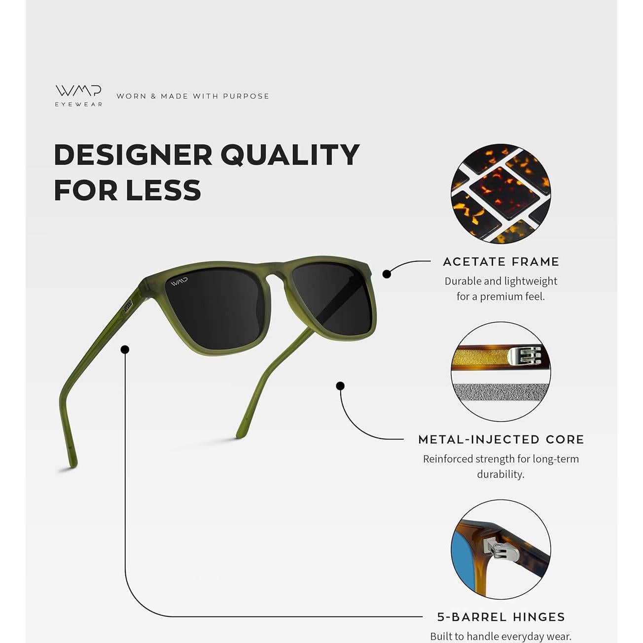 Gafas de Sol WMP Pro Cuadradas Polarizadas para Hombres