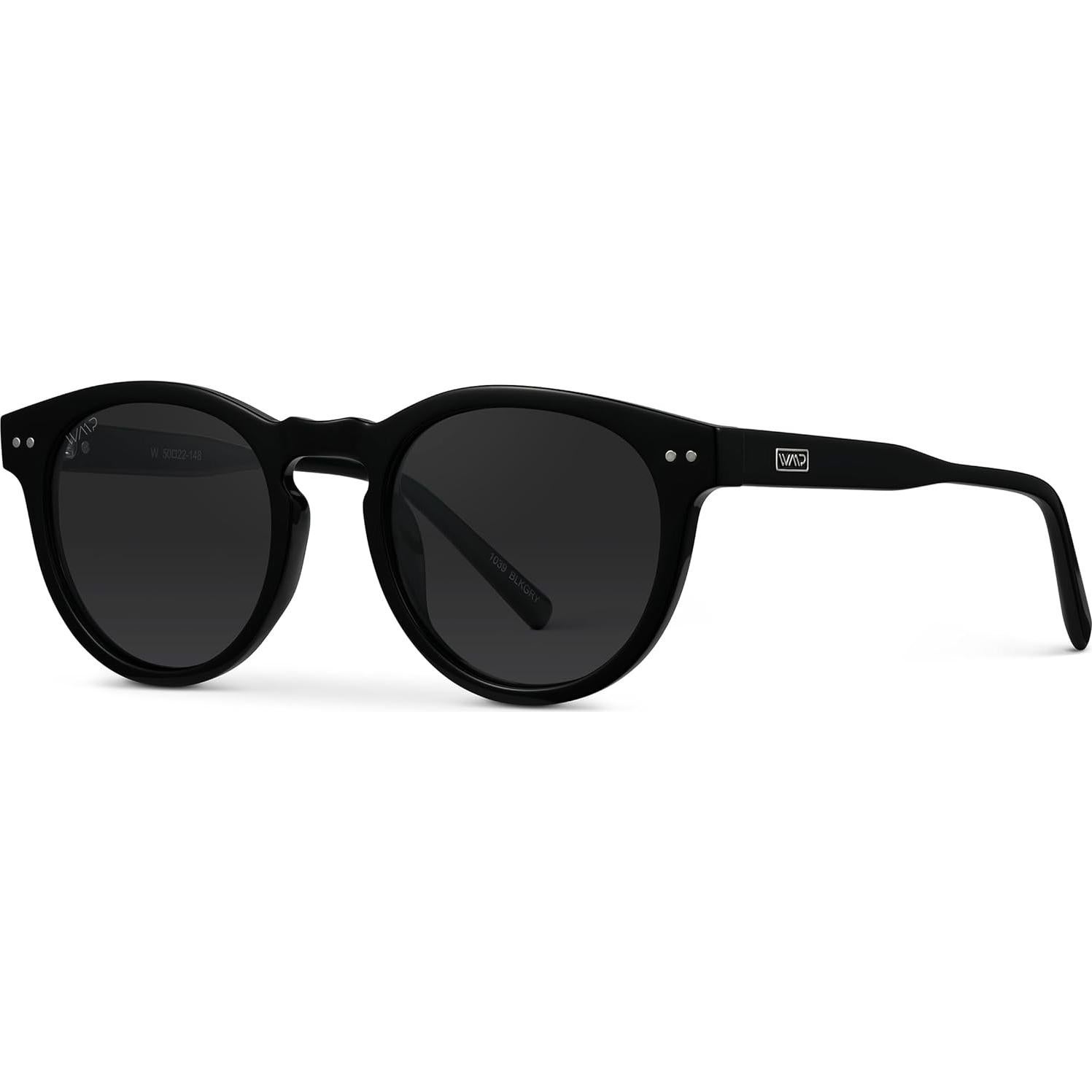 Gafas de sol redondas polarizadas WMP para mujeres - Marco negro