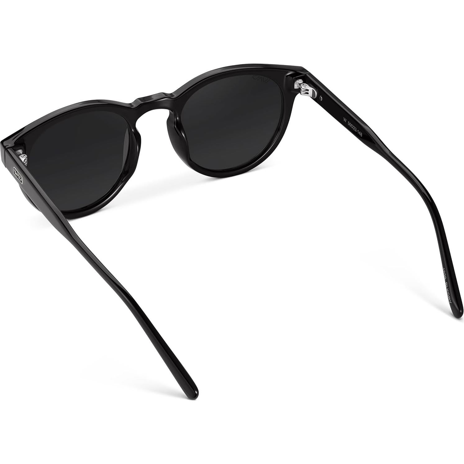 Gafas de sol redondas polarizadas WMP para mujeres - Marco negro