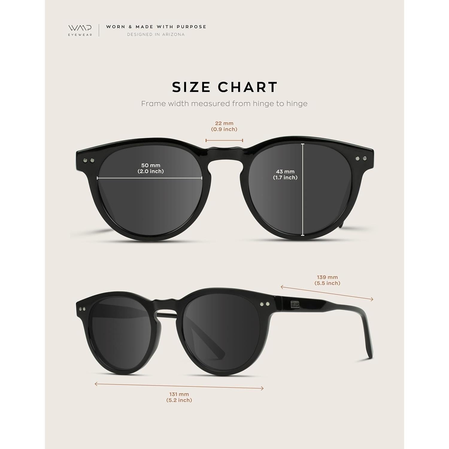 Gafas de sol redondas polarizadas WMP para mujeres - Marco negro