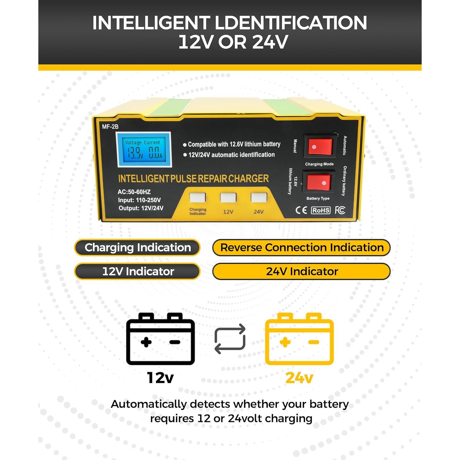 Cargador de Batería UBOG 12V Automático con Reparación