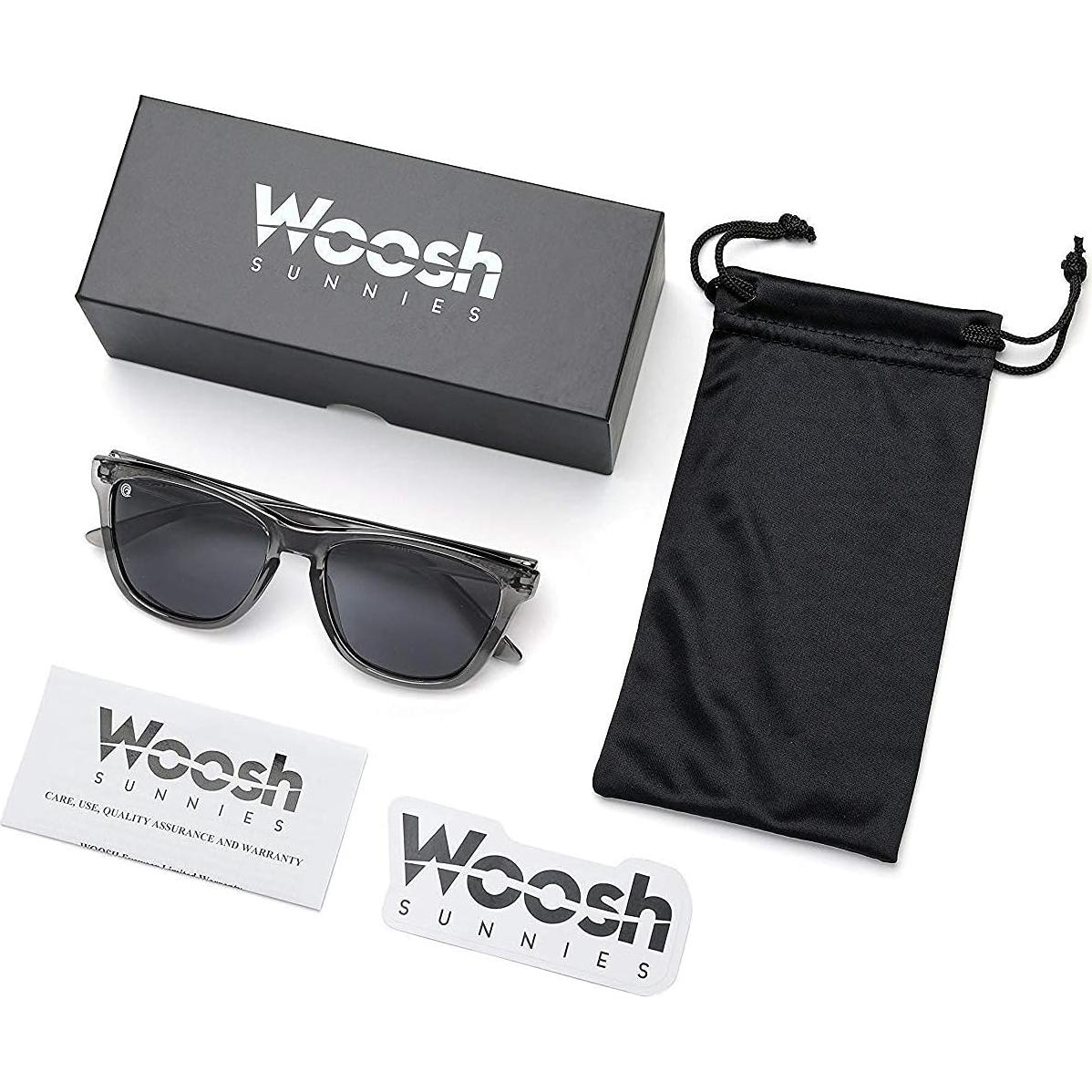 Gafas de sol polarizadas WOOSH unisex - Lente negra, marco gris