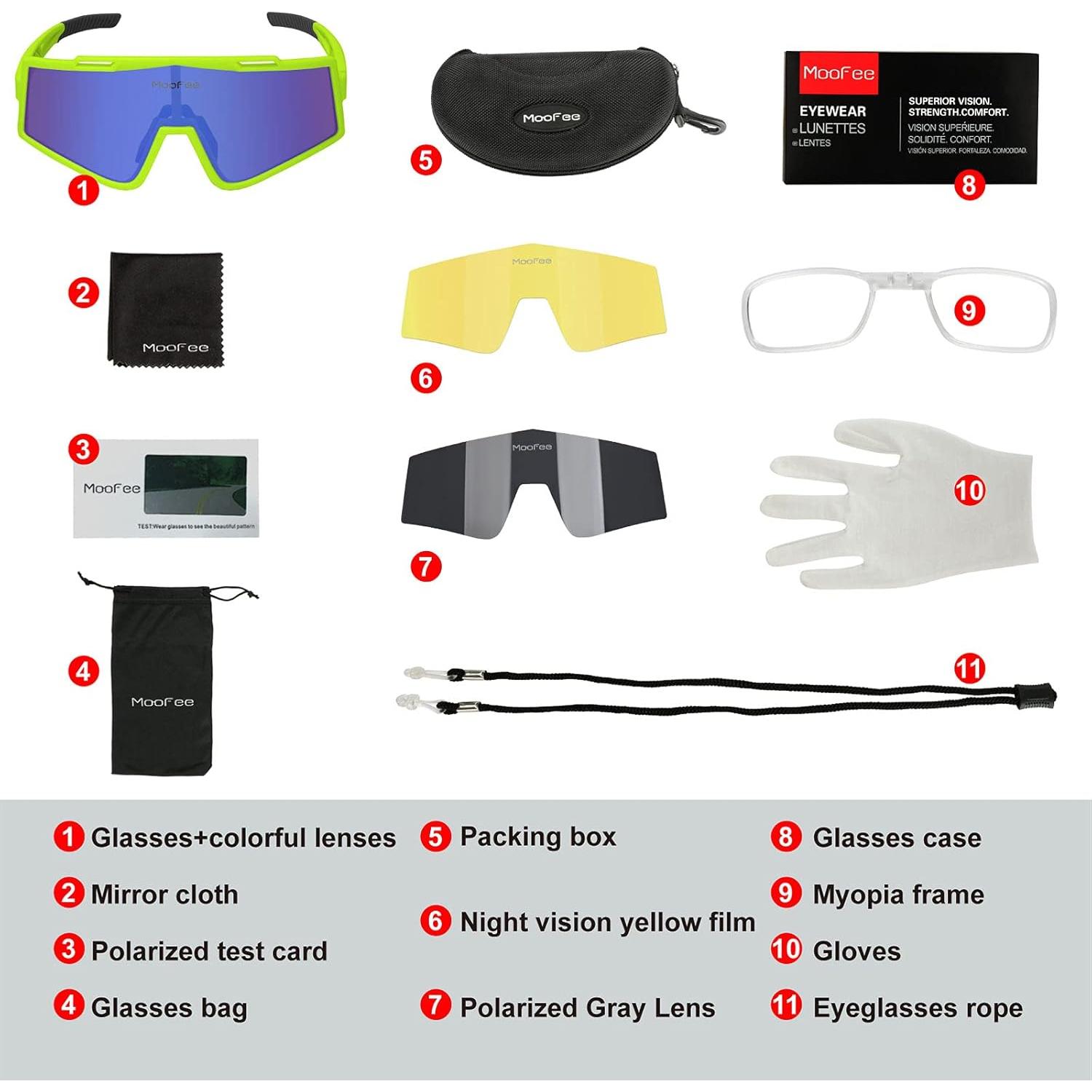 Gafas de Ciclismo Polarizadas Moofee con Lentes Intercambiables