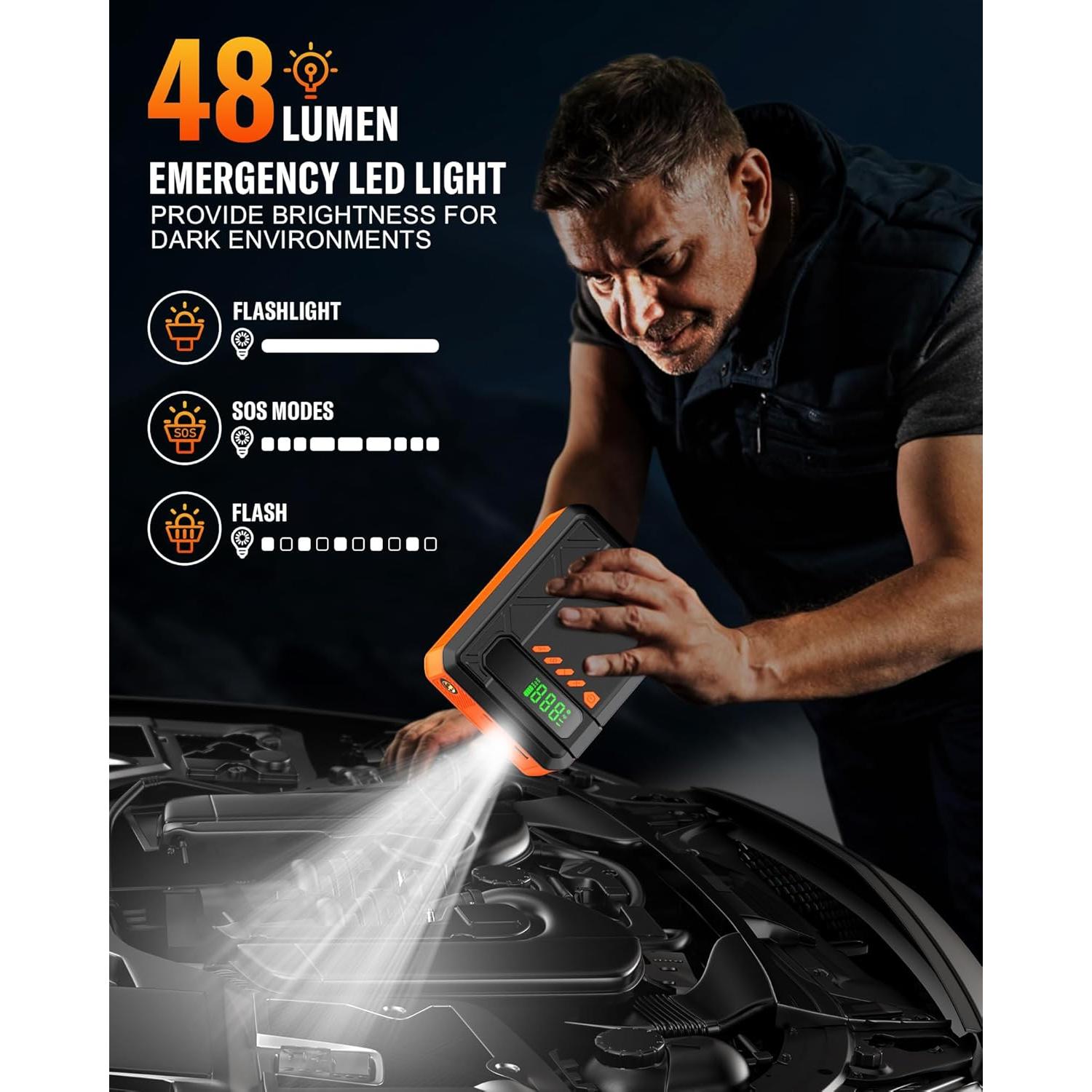 Arrancador Portátil AsperX 3000A con Compresor 150PSI