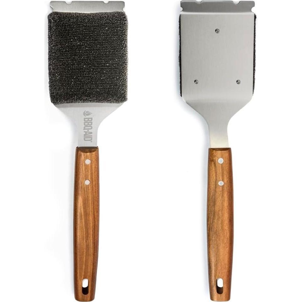 Cepillo y Raspador BBQ-AID Sin Cerda - Mango de Madera 43 cm