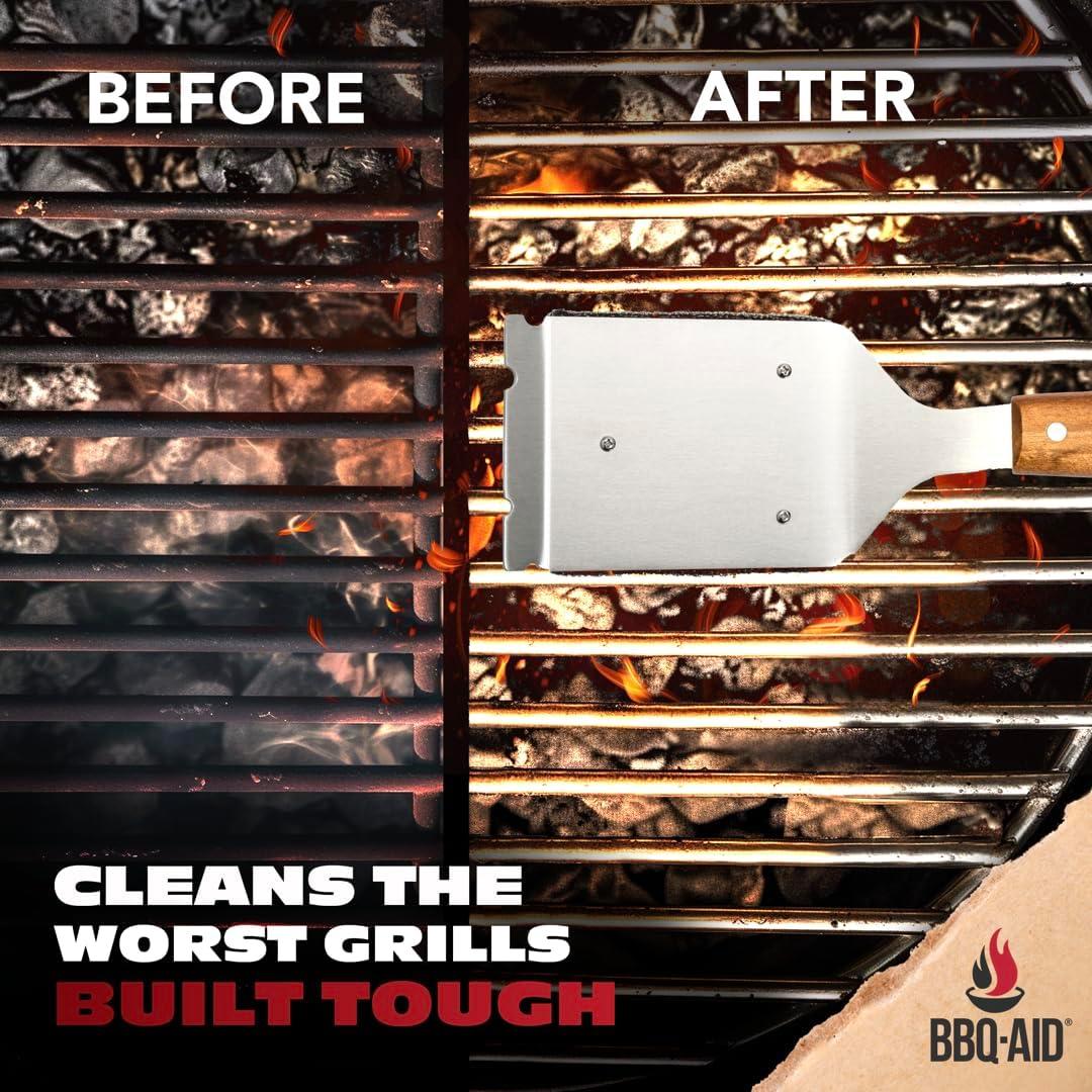 Cepillo y Raspador BBQ-AID Sin Cerda - Mango de Madera 43 cm