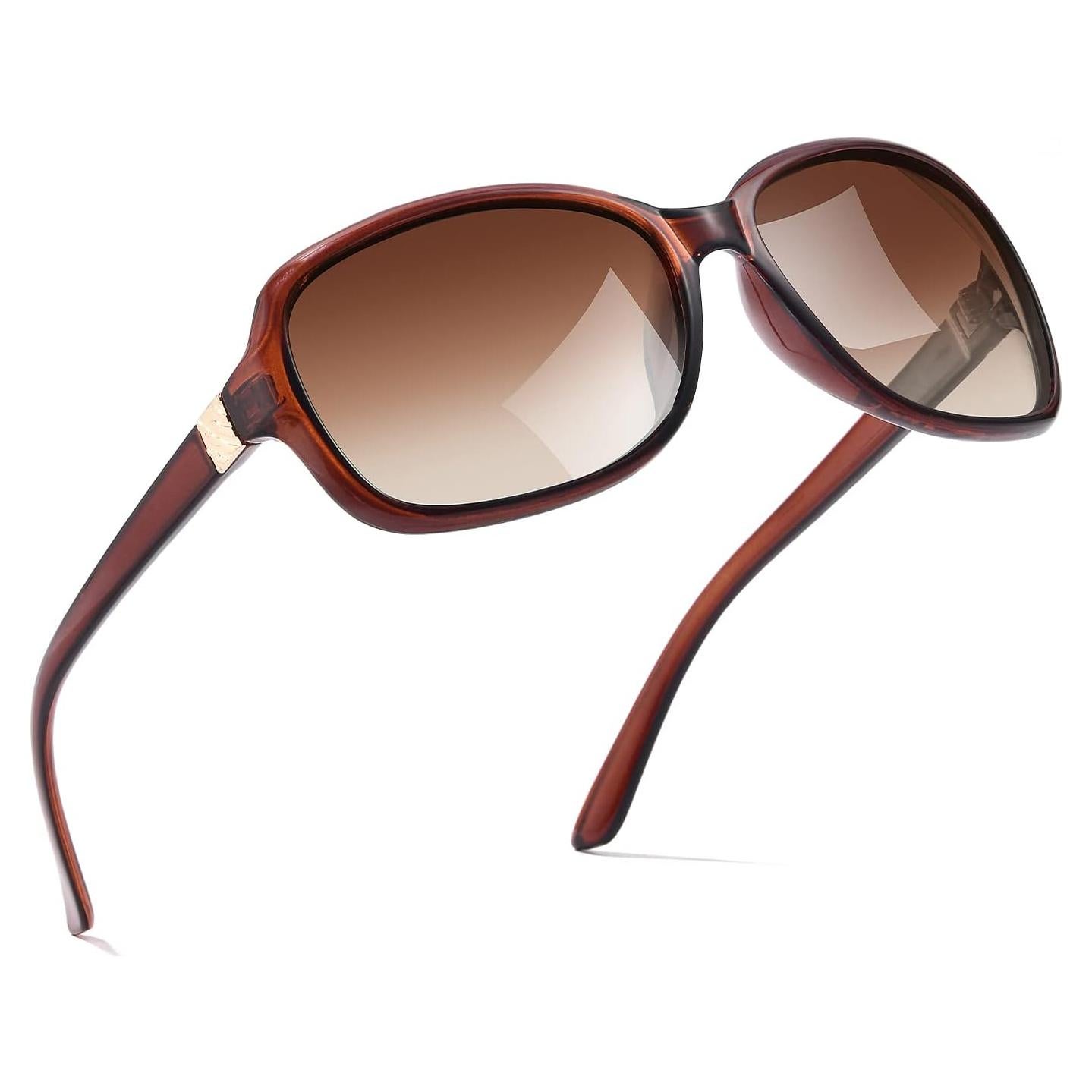 Gafas de sol polarizadas SIPHEW para mujeres UV400 marrones