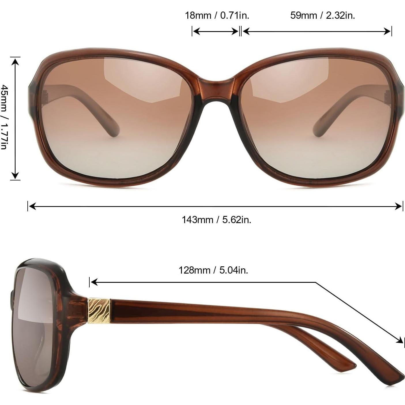 Gafas de sol polarizadas SIPHEW para mujeres UV400 marrones