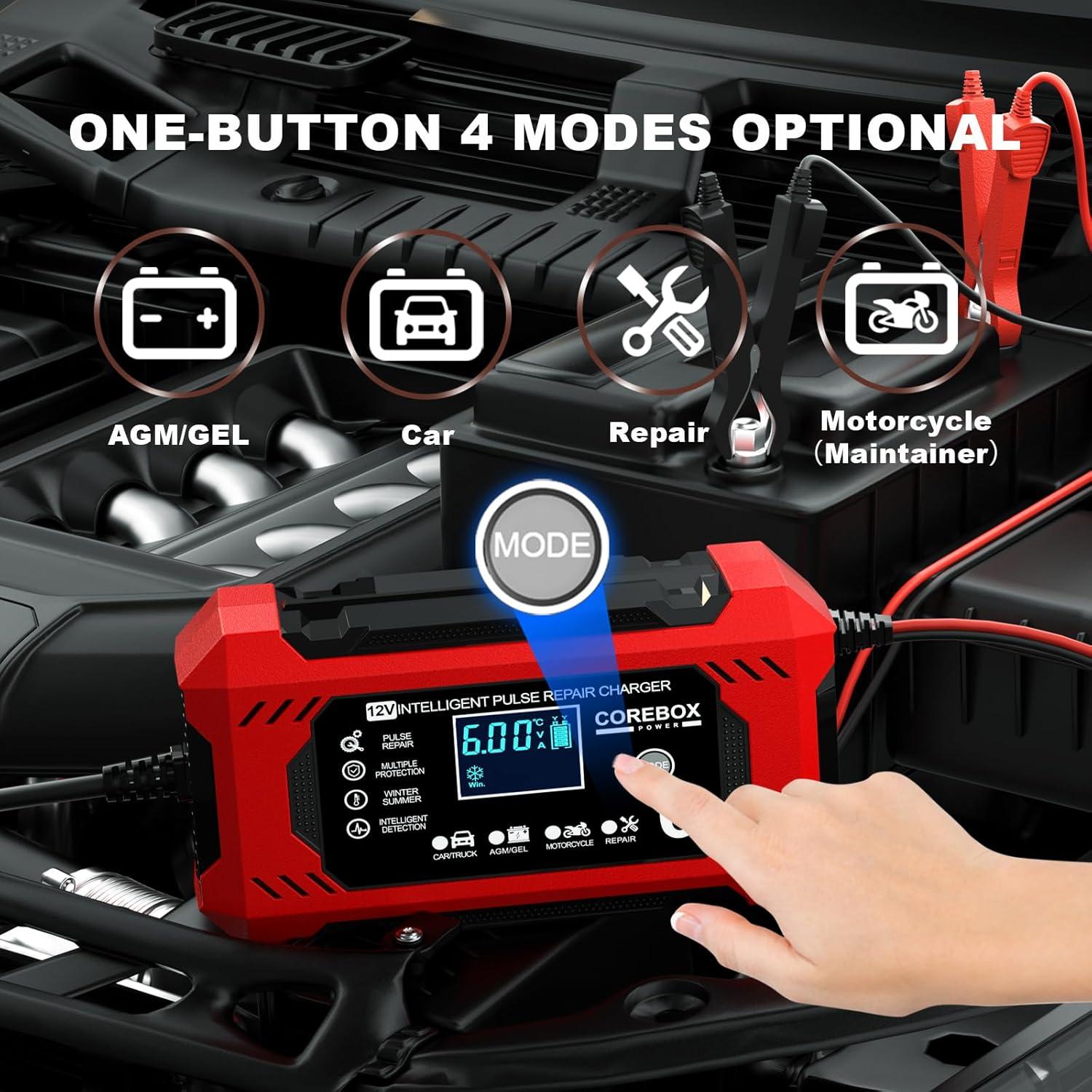 Cargador de Batería Corebox 6A 12V Automático Inteligente