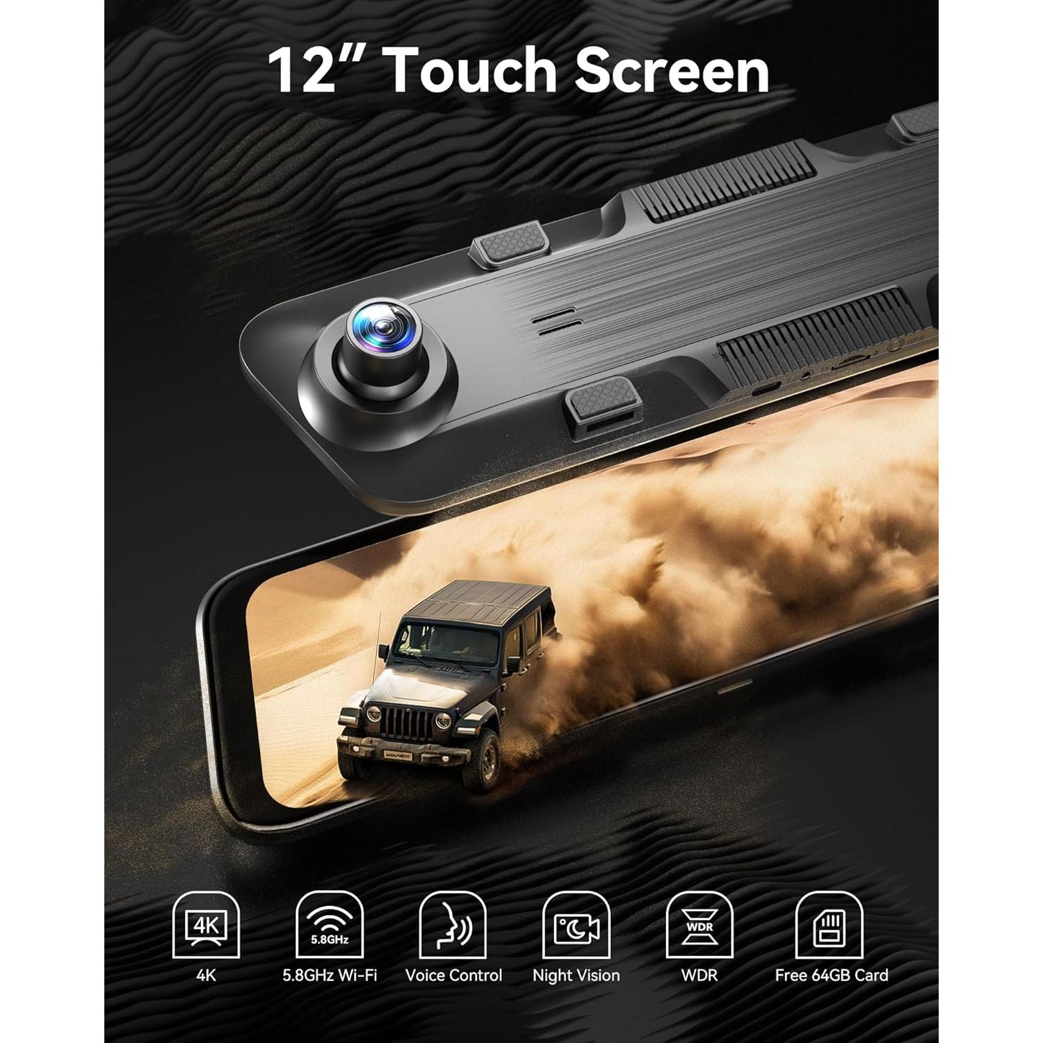 Cámara Espejo Retrovisor WOLFBOX G850 4K con WiFi y GPS