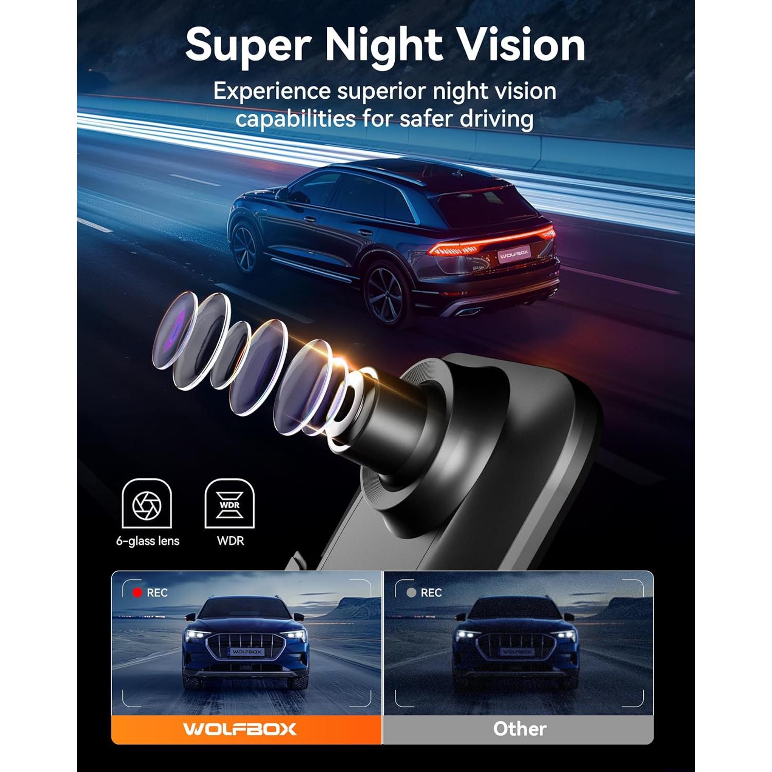 Cámara Espejo Retrovisor WOLFBOX G850 4K con WiFi y GPS