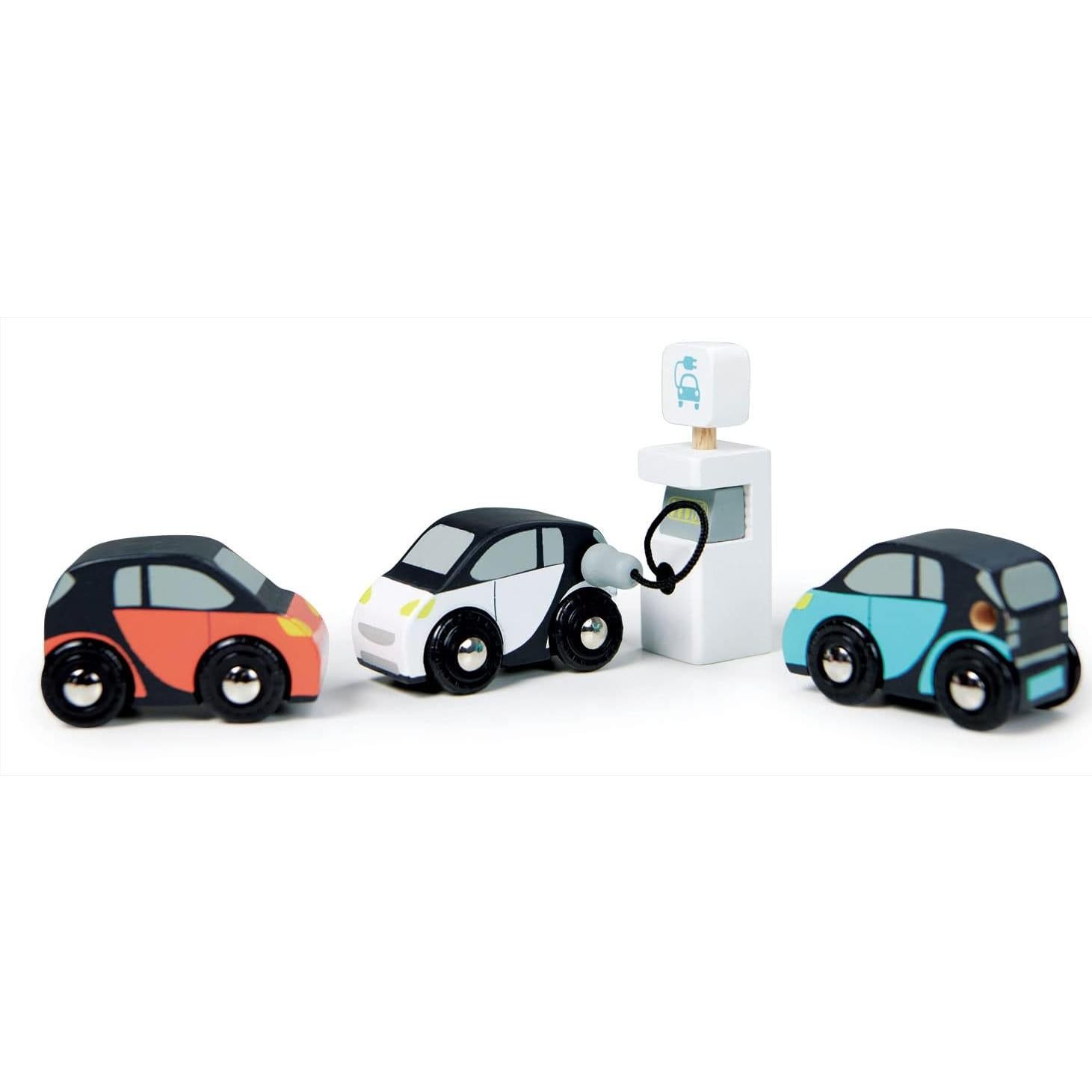 Set de Coches Eléctricos de Madera Tender Leaf Toys - 3 Piezas
