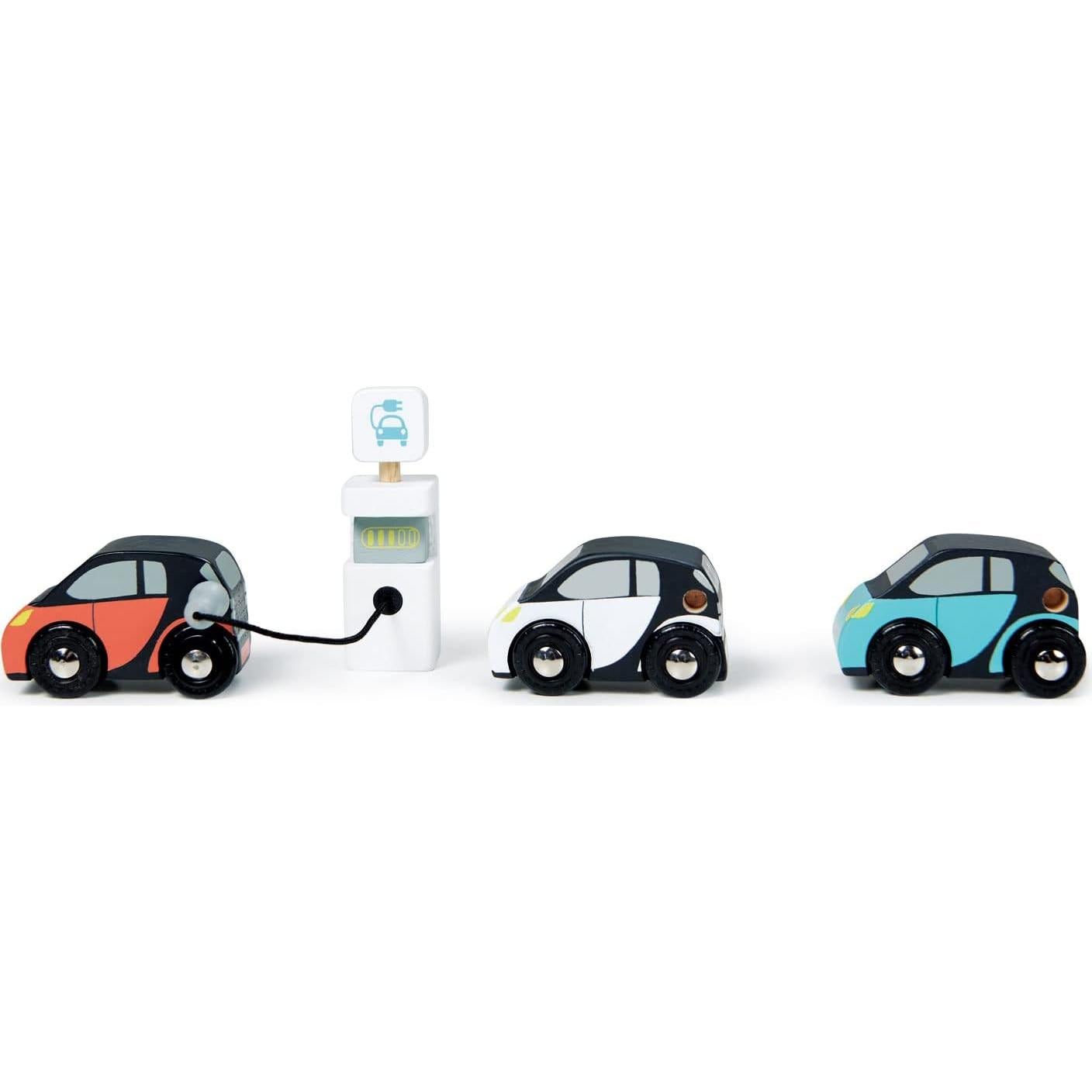 Set de Coches Eléctricos de Madera Tender Leaf Toys - 3 Piezas