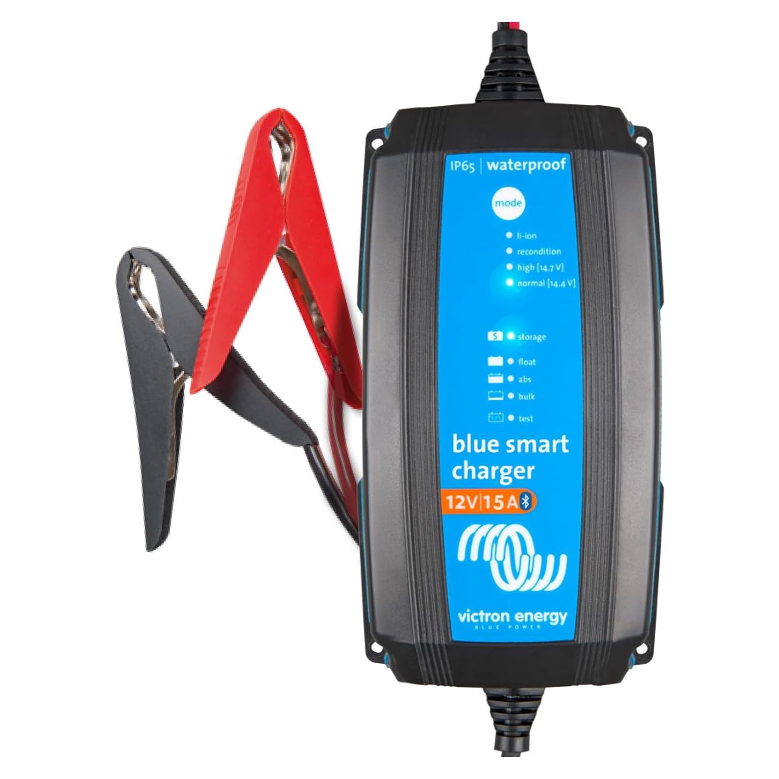 Victron Energy Blue Smart IP65 Smart Car Battery Charger 12V 15A, Float & Trickle Charger and Desulfator for Motorcycle, ATV, RV, Lithium and Deep Cycle Batteries