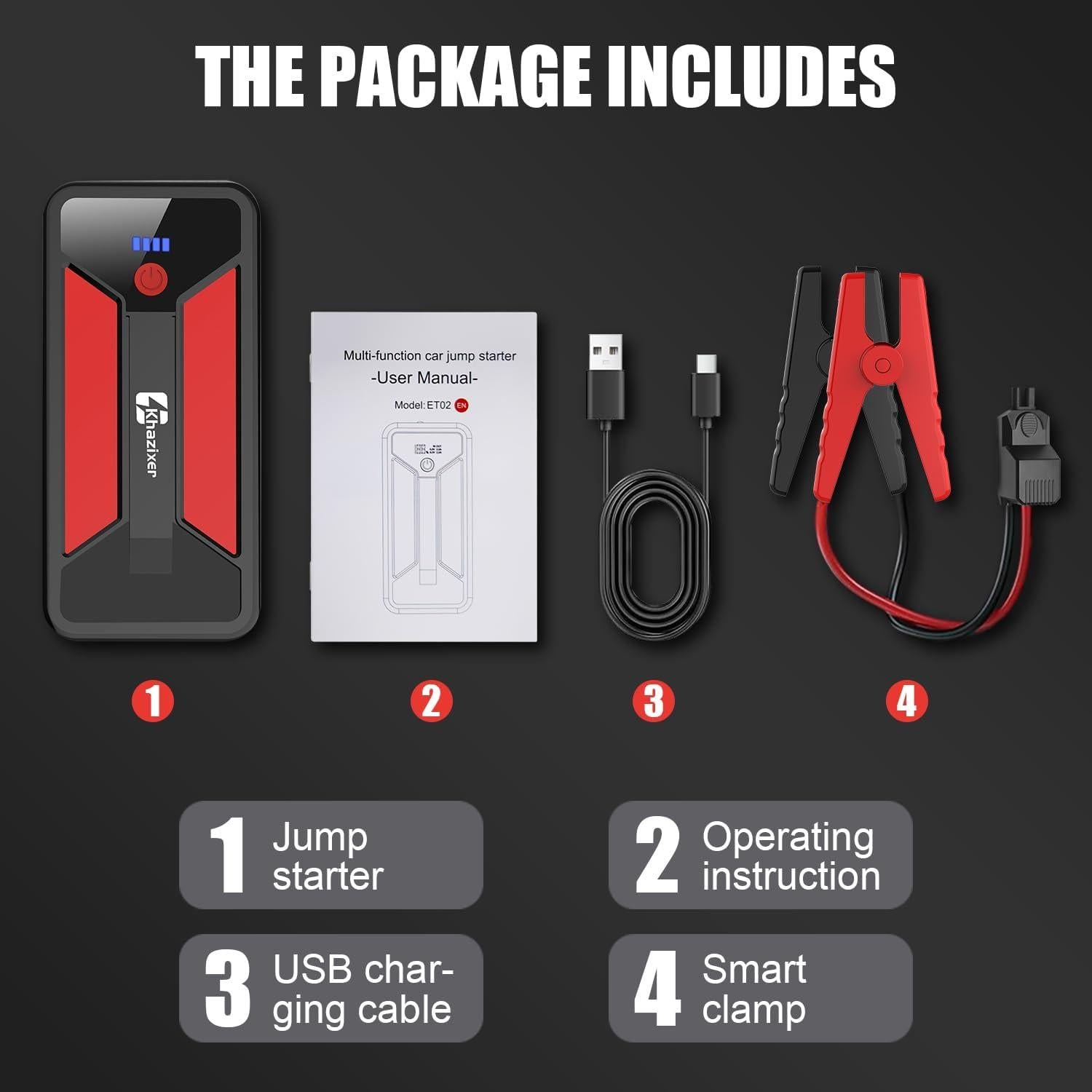 Arrancador de Batería Khazixer ET02 3000A 12V Portátil