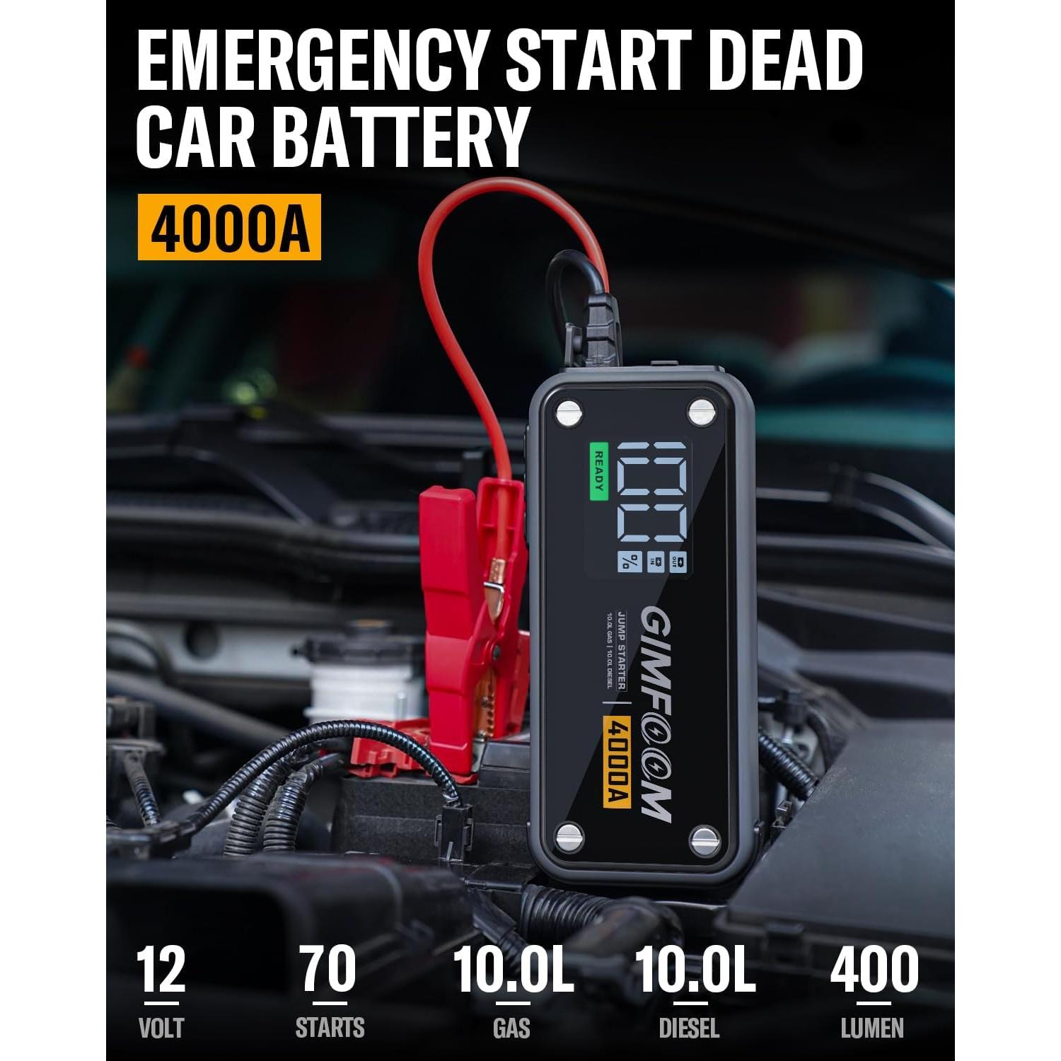 Arrancador de Salto GIMFOOM S4000 4000A 12V Pantalla LCD