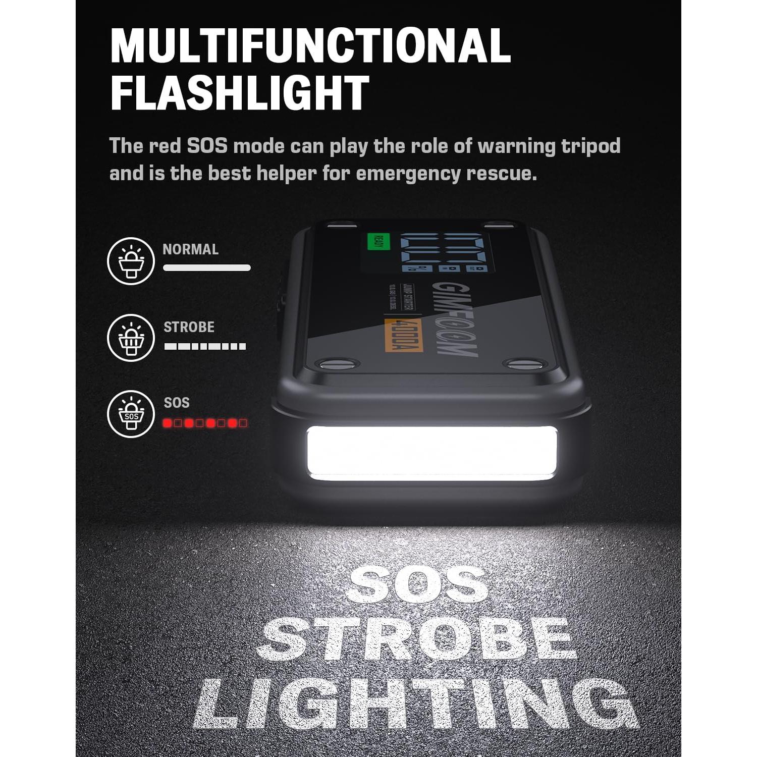 Arrancador de Salto GIMFOOM S4000 4000A 12V Pantalla LCD