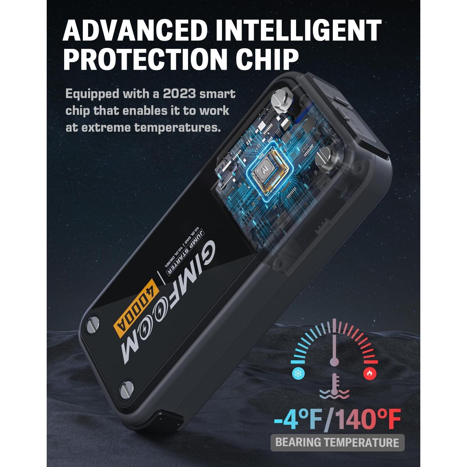 Arrancador de Salto GIMFOOM S4000 4000A 12V Pantalla LCD