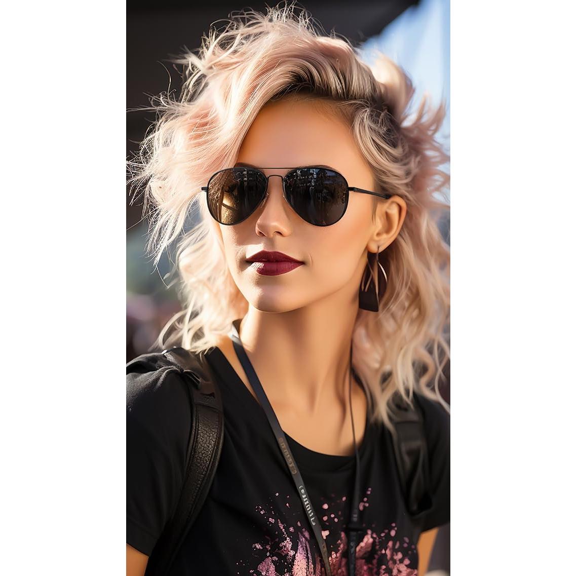 Gafas de Sol Aviador Veda Tinda Vision UV400 Retro Negras