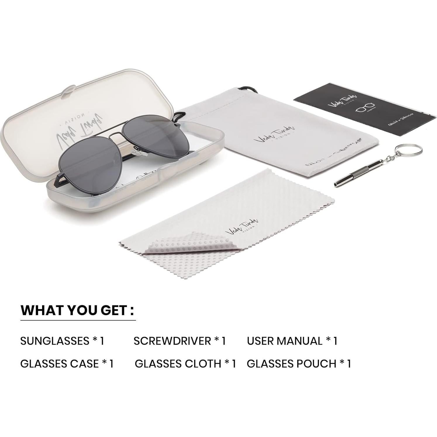 Gafas de Sol Aviador Veda Tinda Vision UV400 Retro Negras