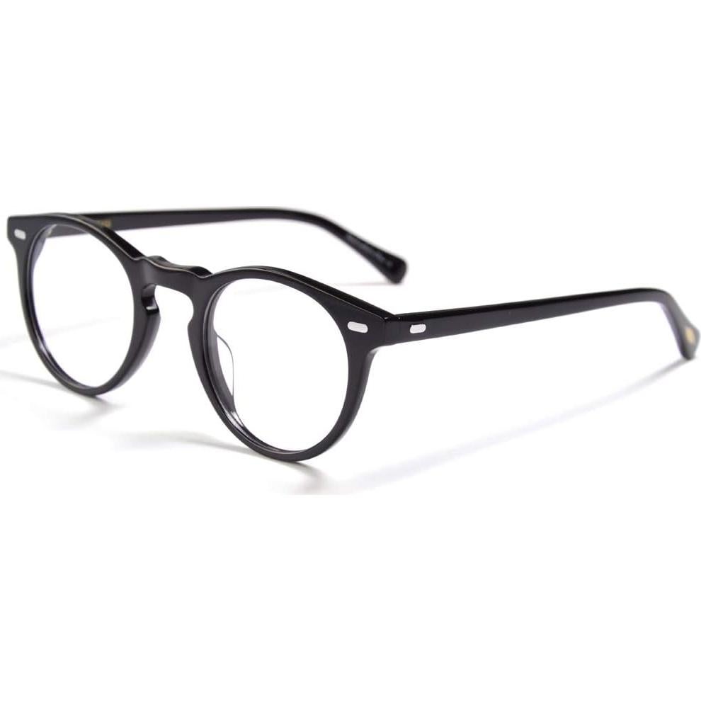 Gafas Redondas Vintage Acetato Hombres 47mm Negro