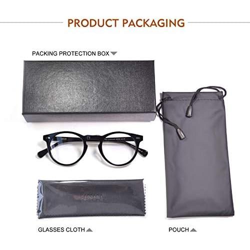 Gafas Redondas Vintage Acetato Hombres 47mm Negro