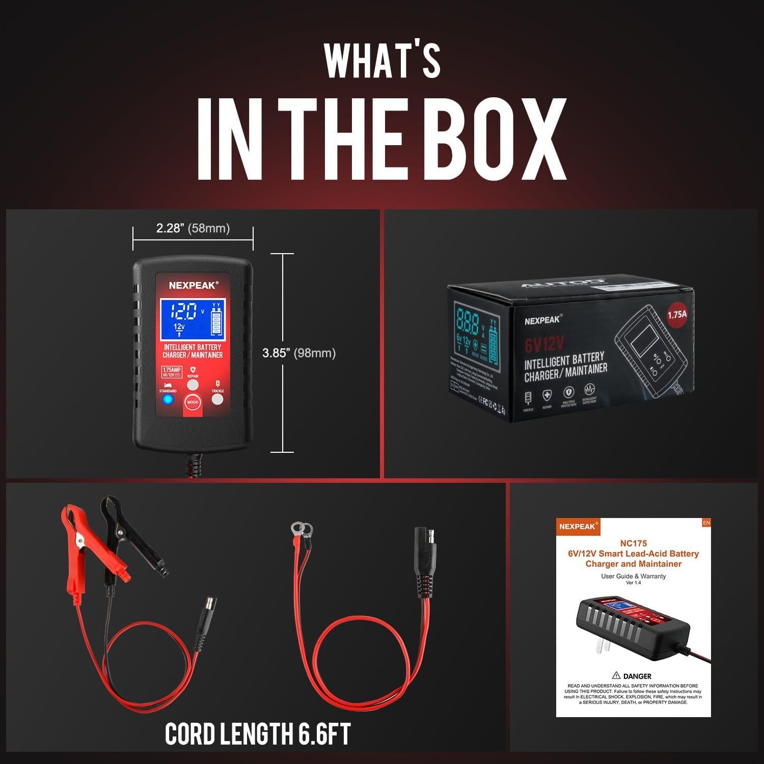 Cargador de Batería NEXPEAK NC175 6V/12V Automático