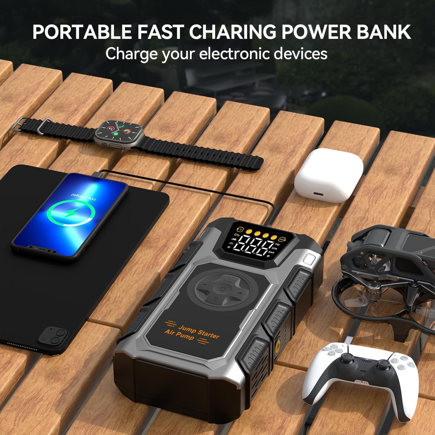 Arrancador de Coche Oreetga Q2 4500A con Compresor 150PSI