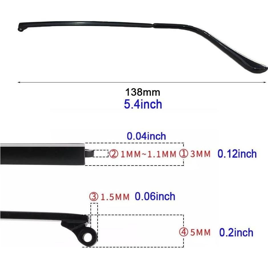 Piernas de Reemplazo para Gafas Clony - Negro, 138 mm