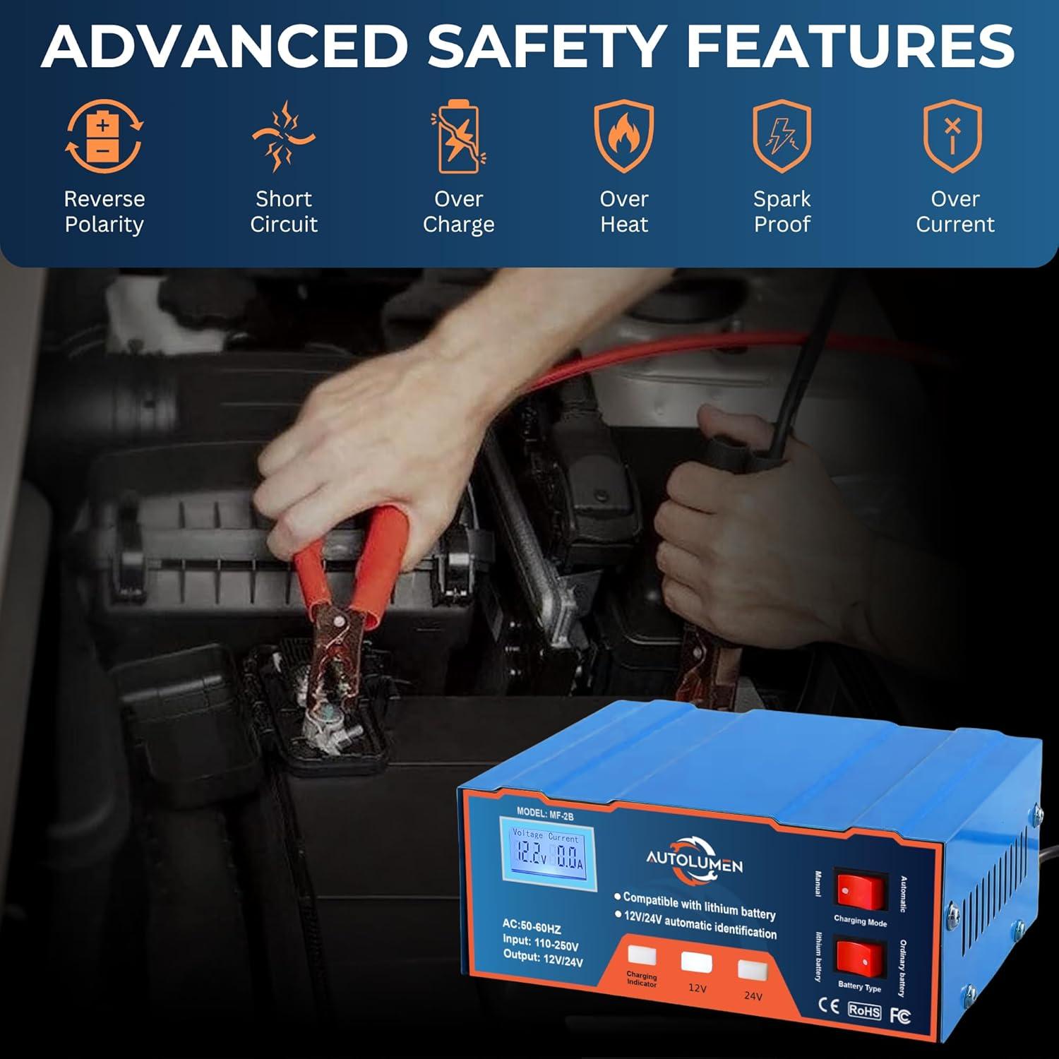 Cargador de Batería 12V 24V AUTOLUMEN 6AH-105AH Automático