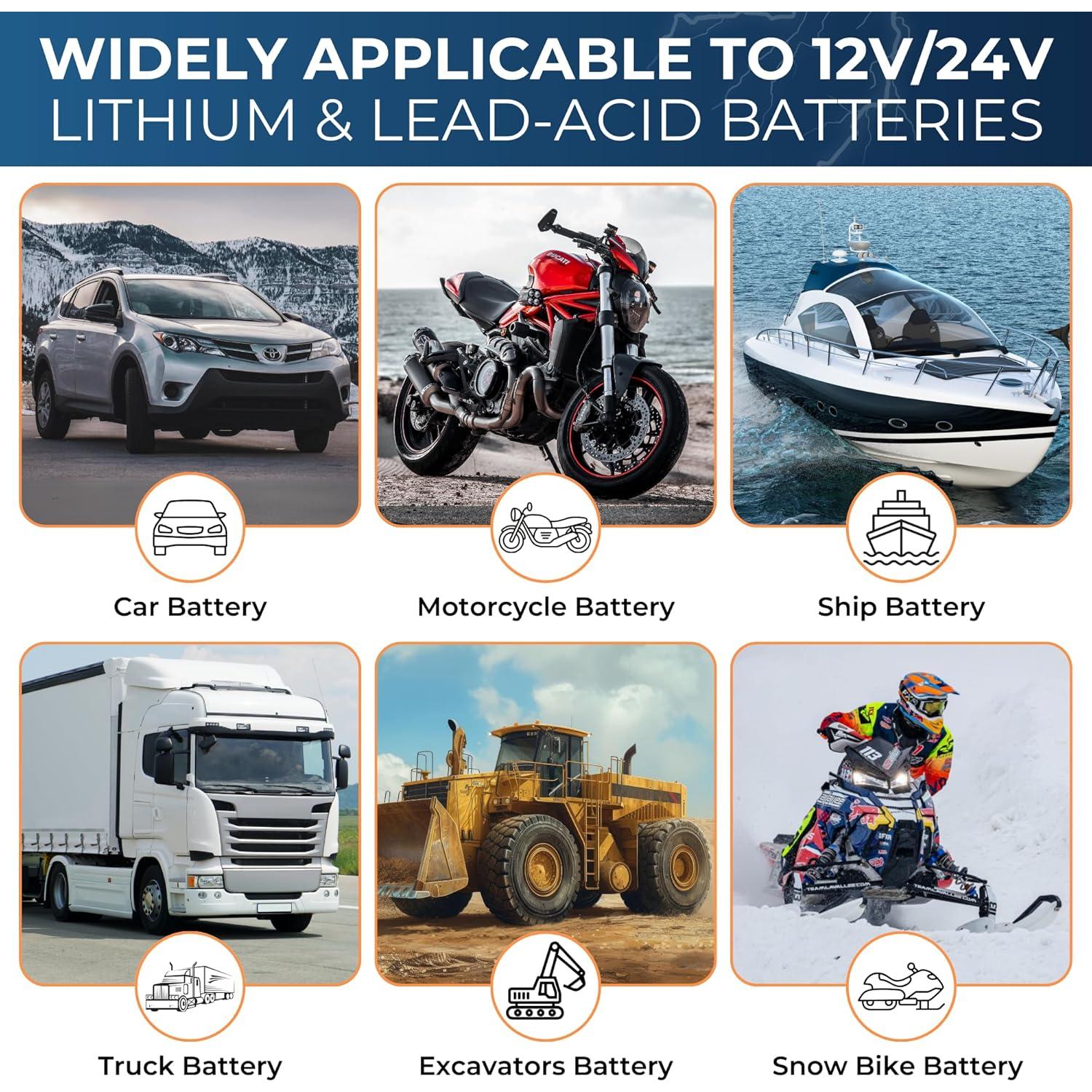 Cargador de Batería 12V 24V AUTOLUMEN 6AH-105AH Automático