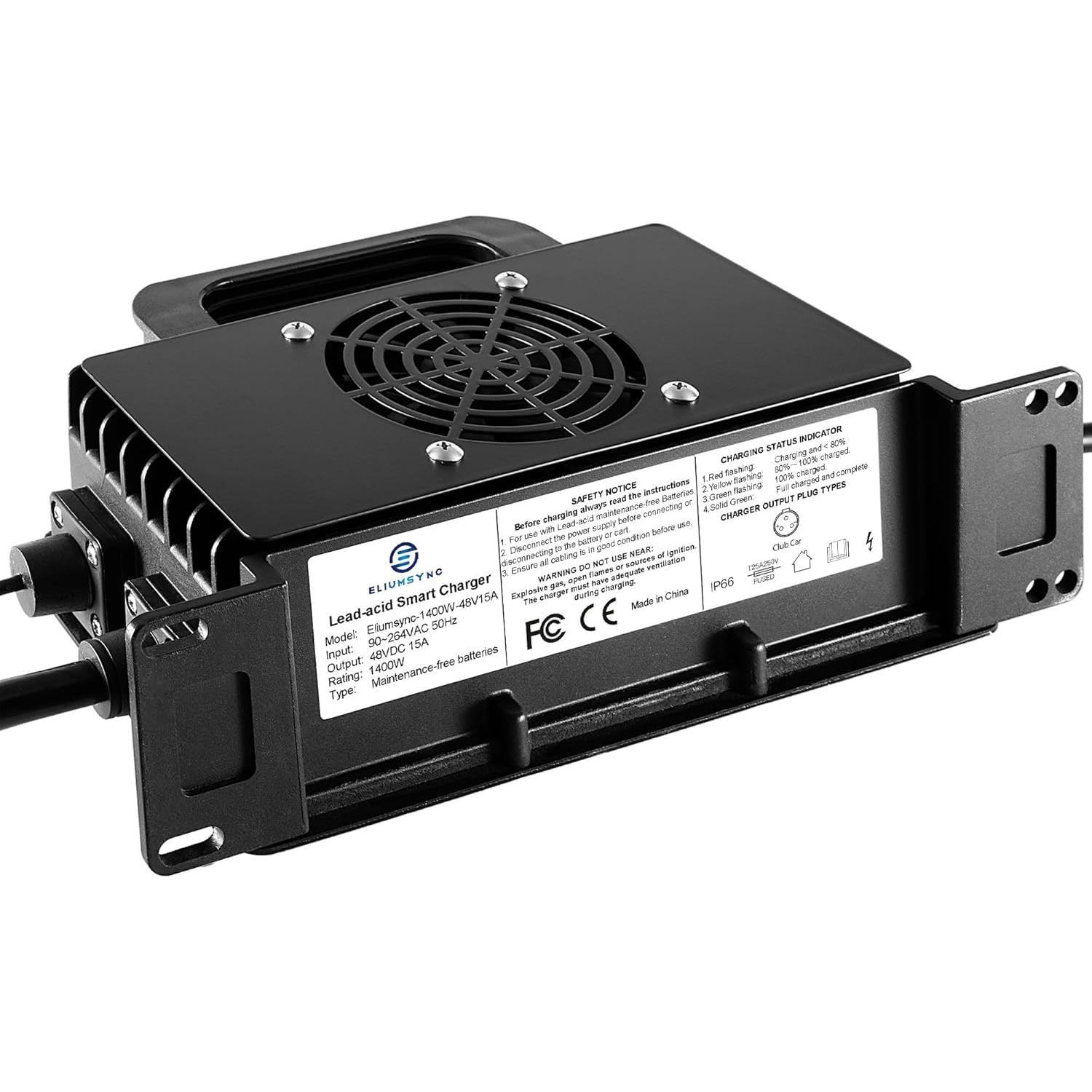 Cargador de Batería 48V 15A Eliumsync para Carritos de Golf