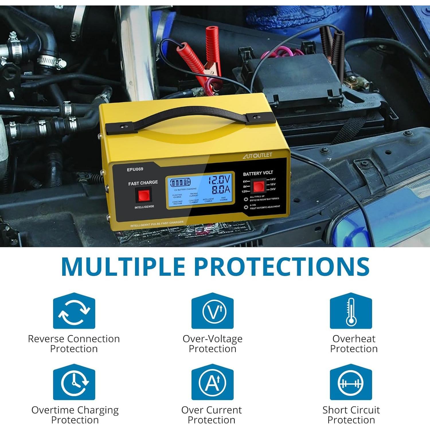 Cargador de Batería Automotriz AUTOUTLET AM551eu 6-24V 10A