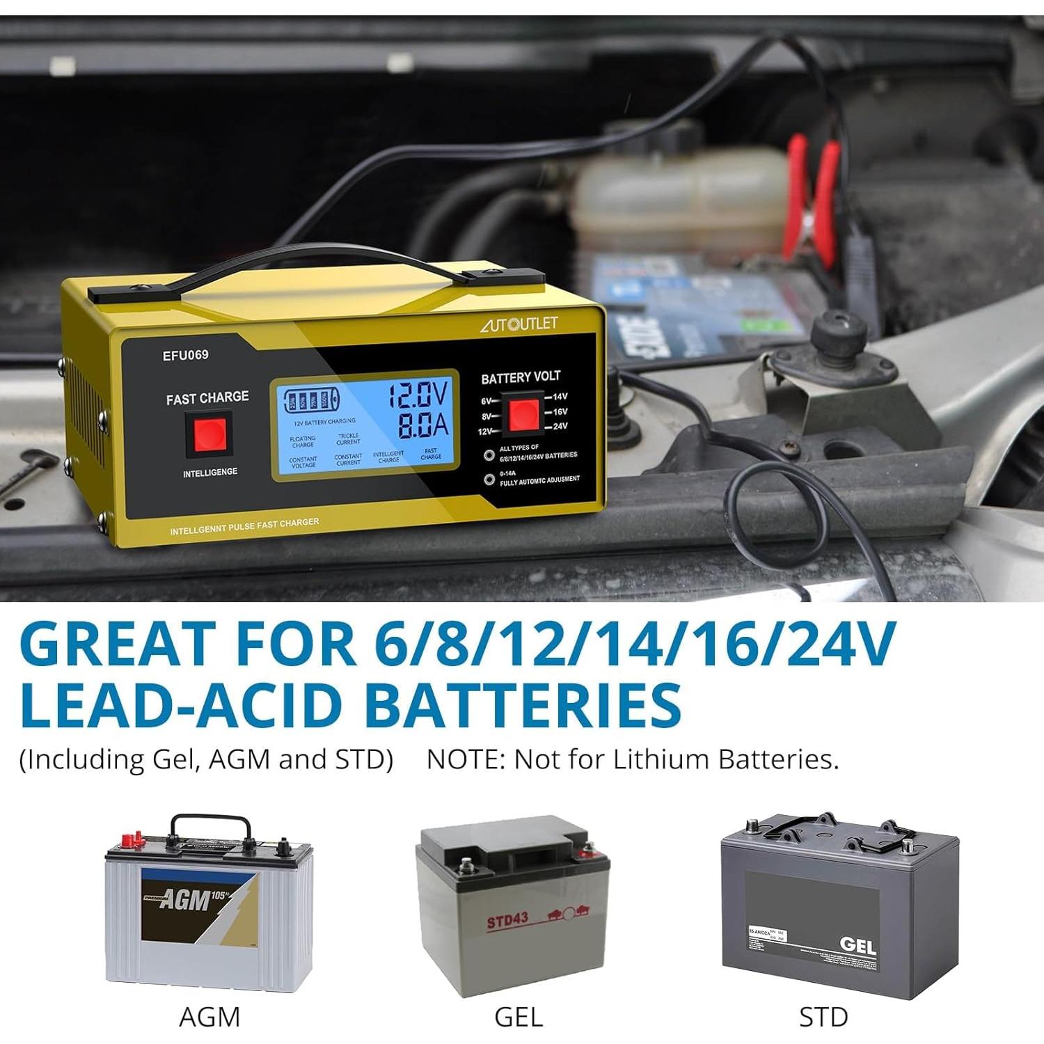 Cargador de Batería Automotriz AUTOUTLET AM551eu 6-24V 10A