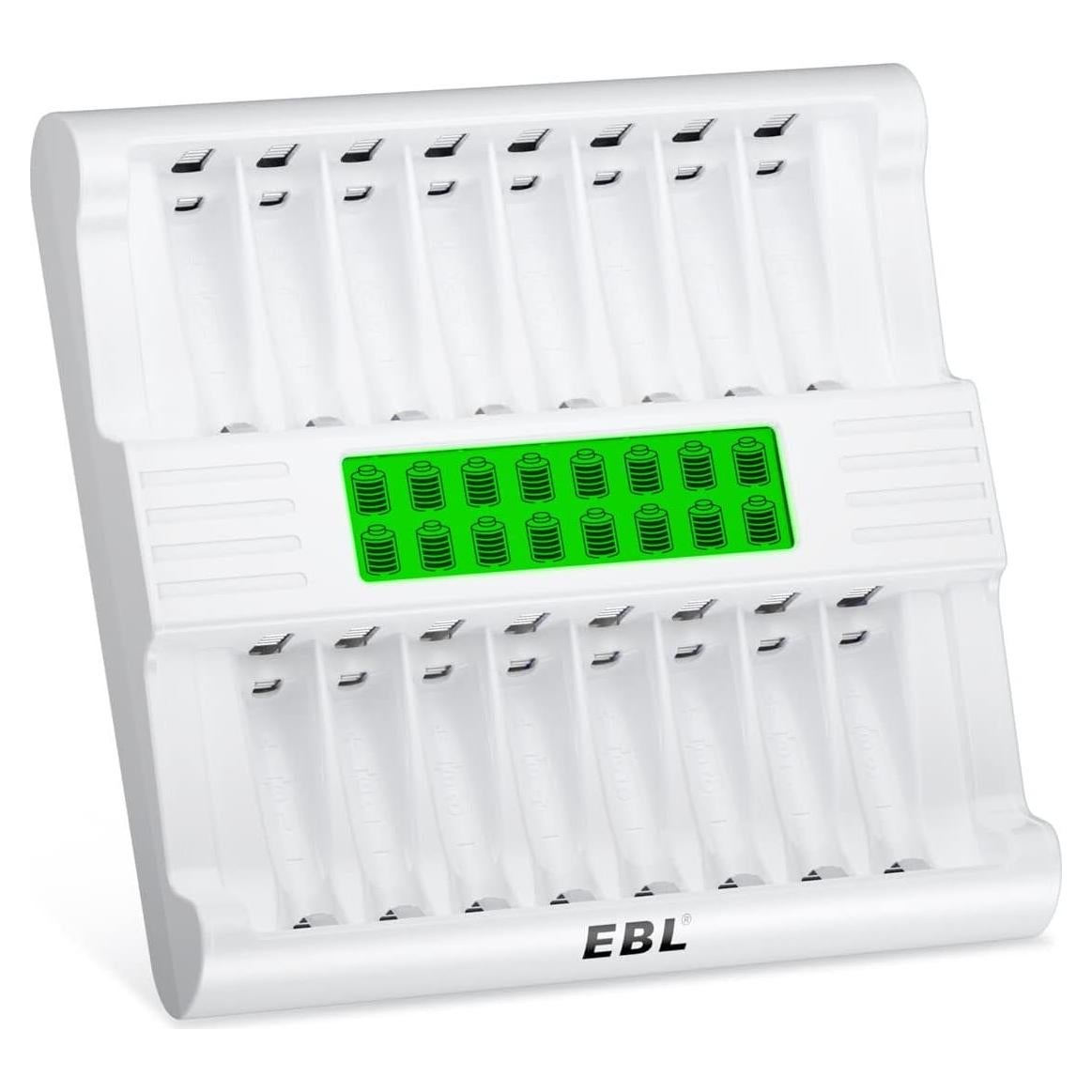 Cargador de Baterías EBL 16 Bahías AA AAA Carga Rápida LCD