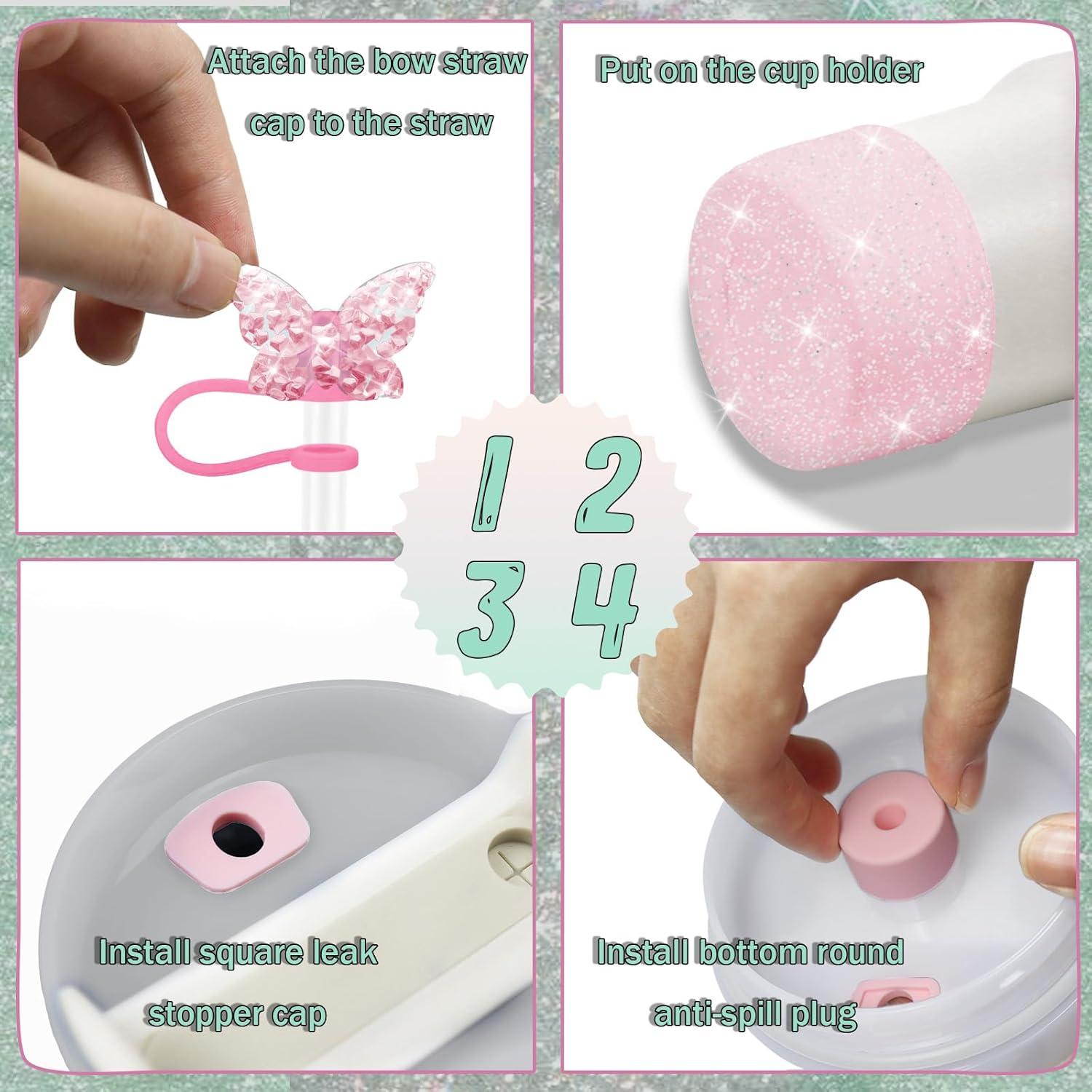 Juego de Accesorios 8PCS para Stanley Cup 30oz 40oz Rosa A