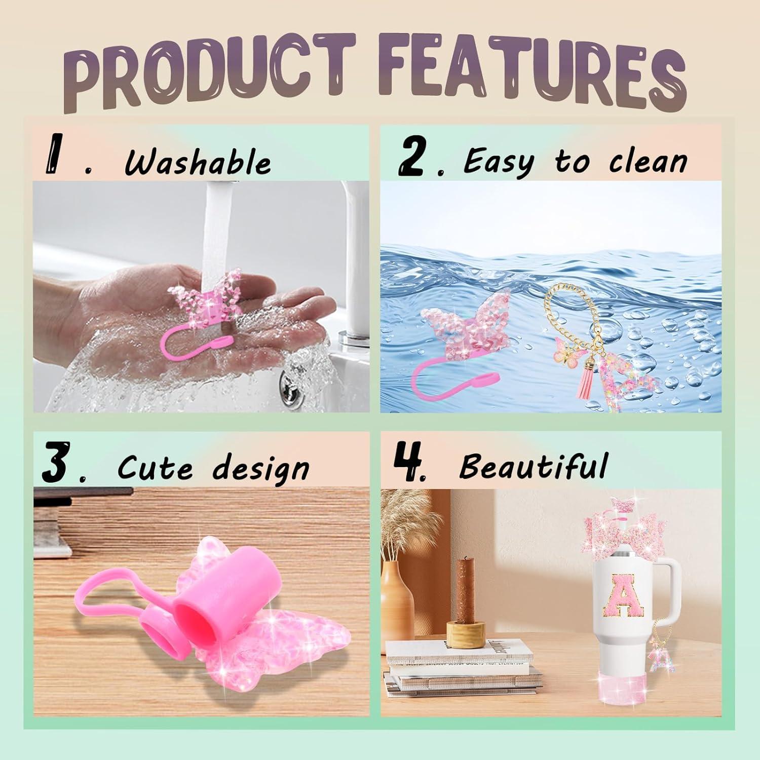 Juego de Accesorios 8PCS para Stanley Cup 30oz 40oz Rosa A