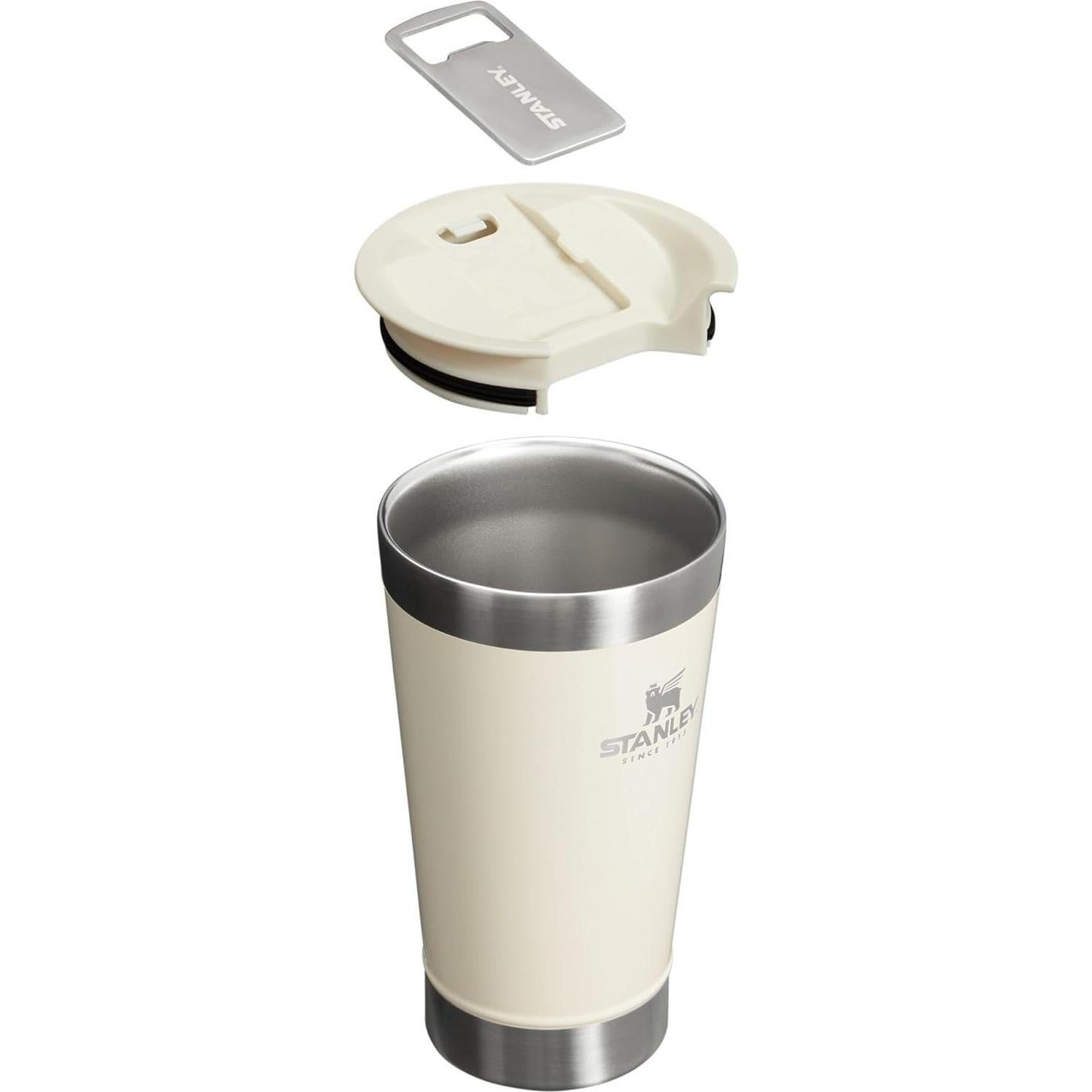 Vaso de Cerveza Stanley 16 oz Aislado Brillo Crema