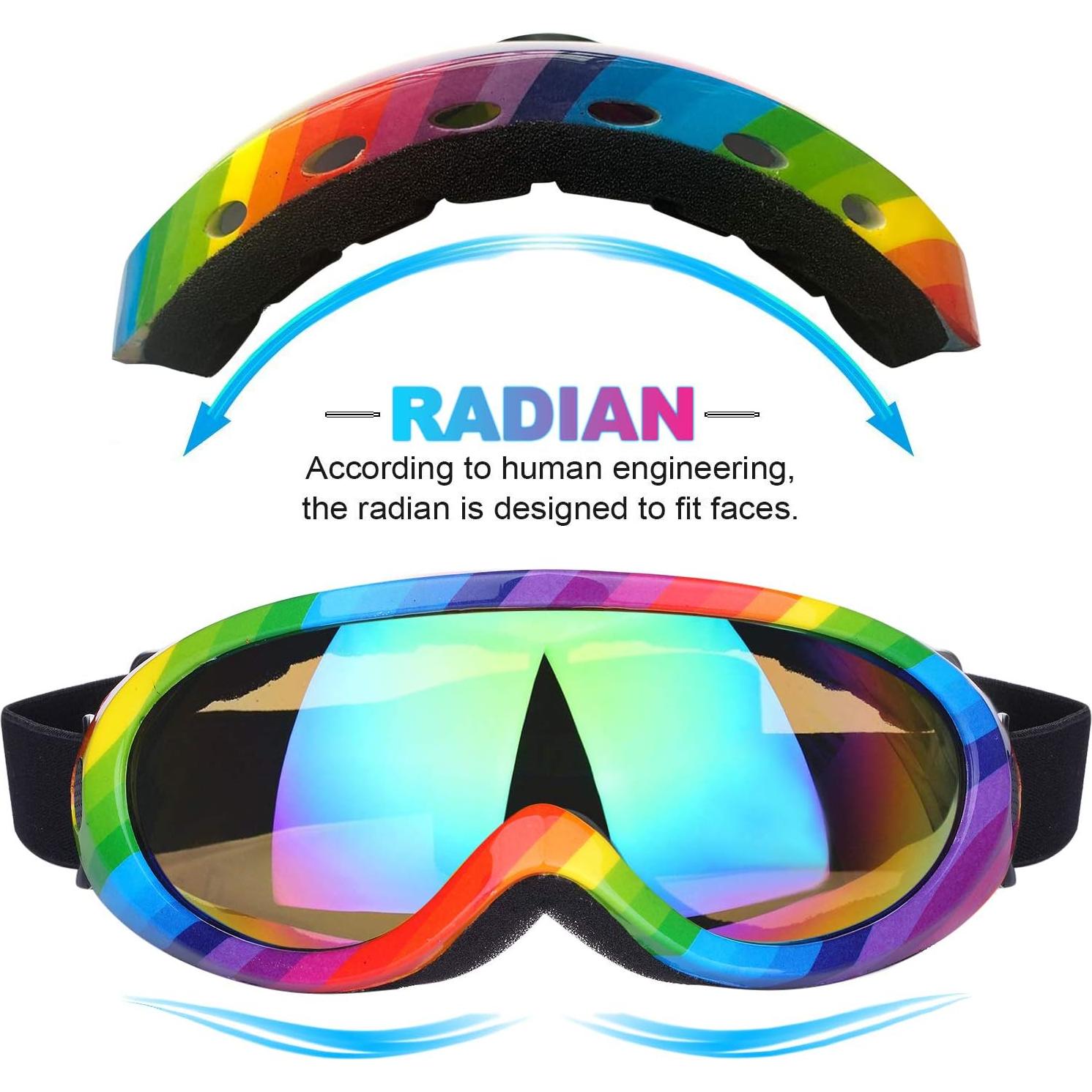 Ski Goggles, Pack of 2, Snowboard Goggles for Kids, Boys & Girls, Youth, Men