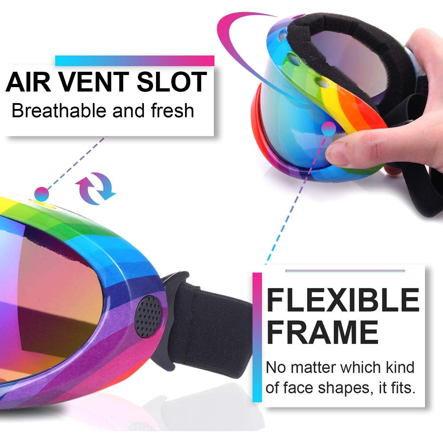 Ski Goggles, Pack of 2, Snowboard Goggles for Kids, Boys & Girls, Youth, Men