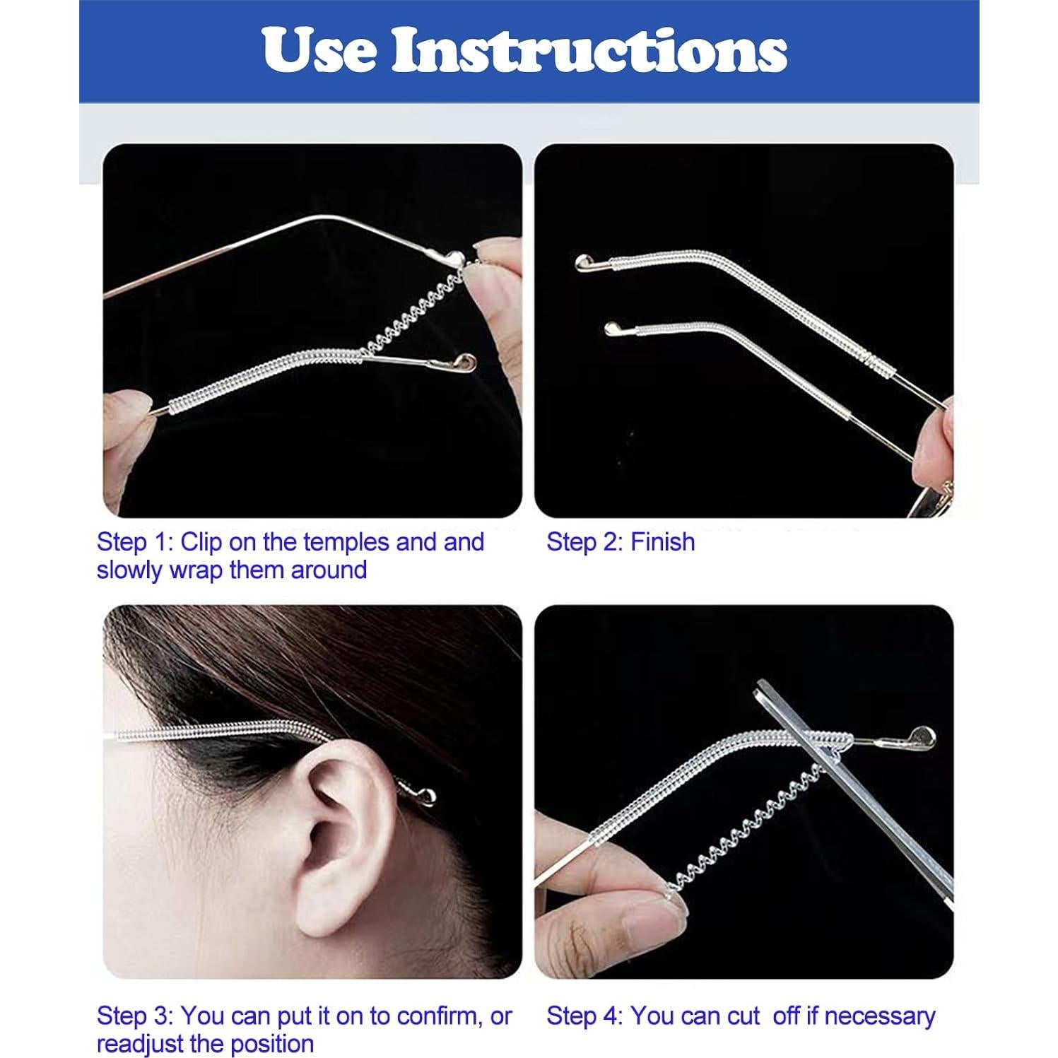 Cojines para orejas de gafas Omnful Tamaño L 5 pares negros