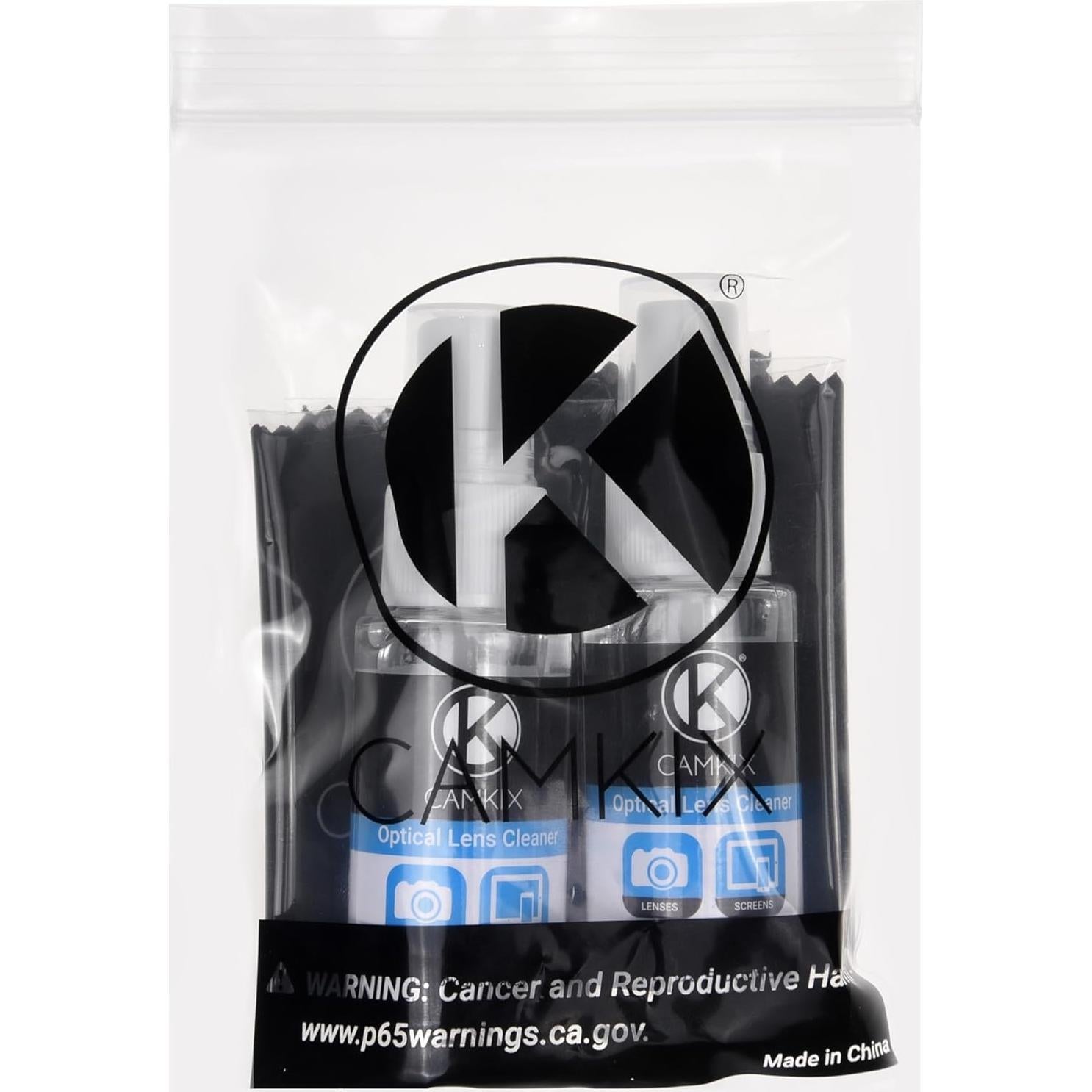 Kit de limpieza Camkix - 2 sprays y 2 paños microfibra