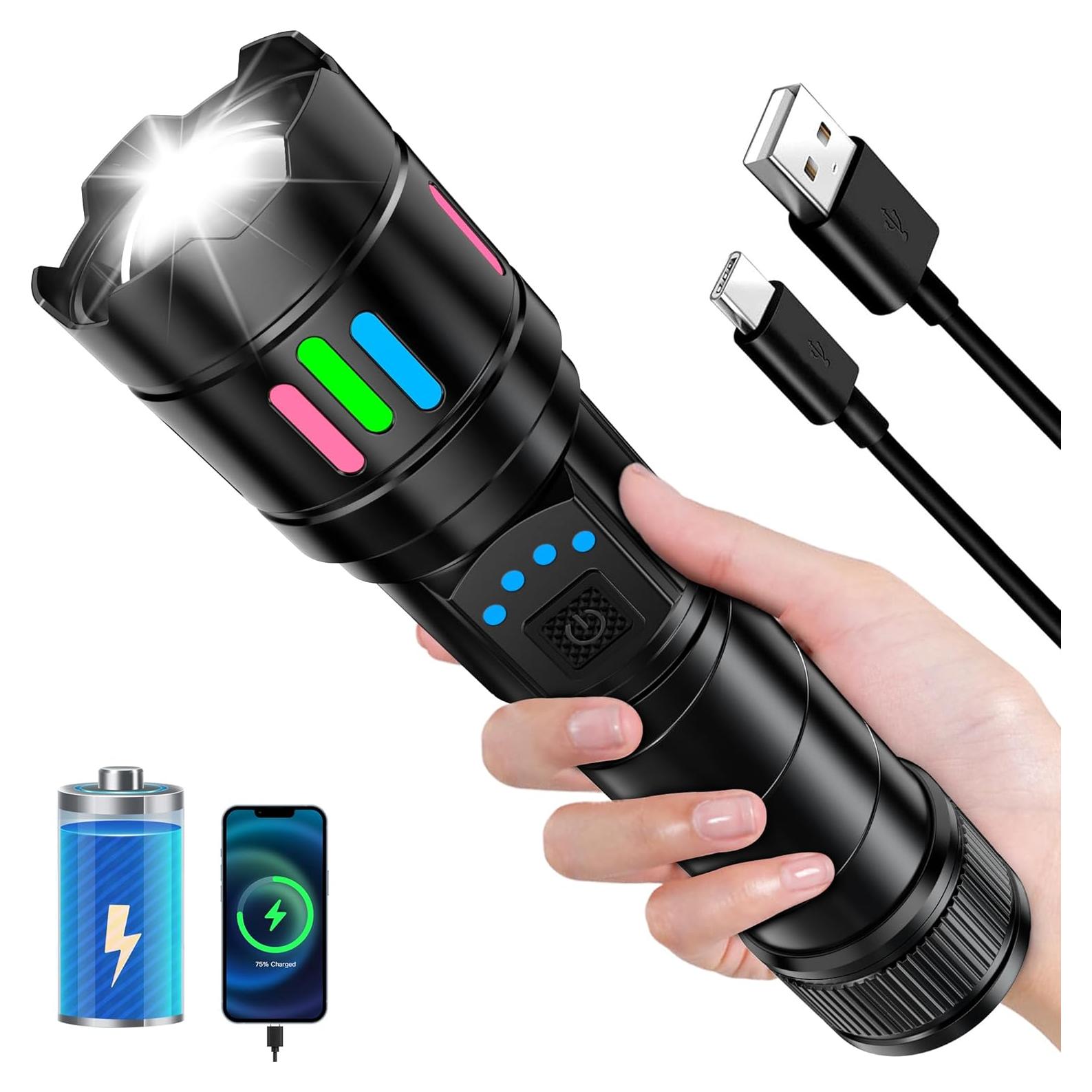 Linterna LED TIROFLX 1000000LM Zoomable IP67 3000mAh