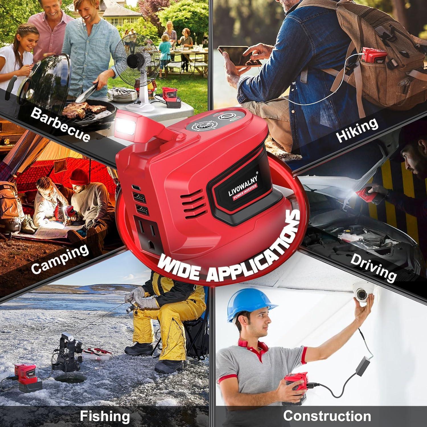 Inversor de Potencia 200W LIVOWALNY para Milwaukee 18V