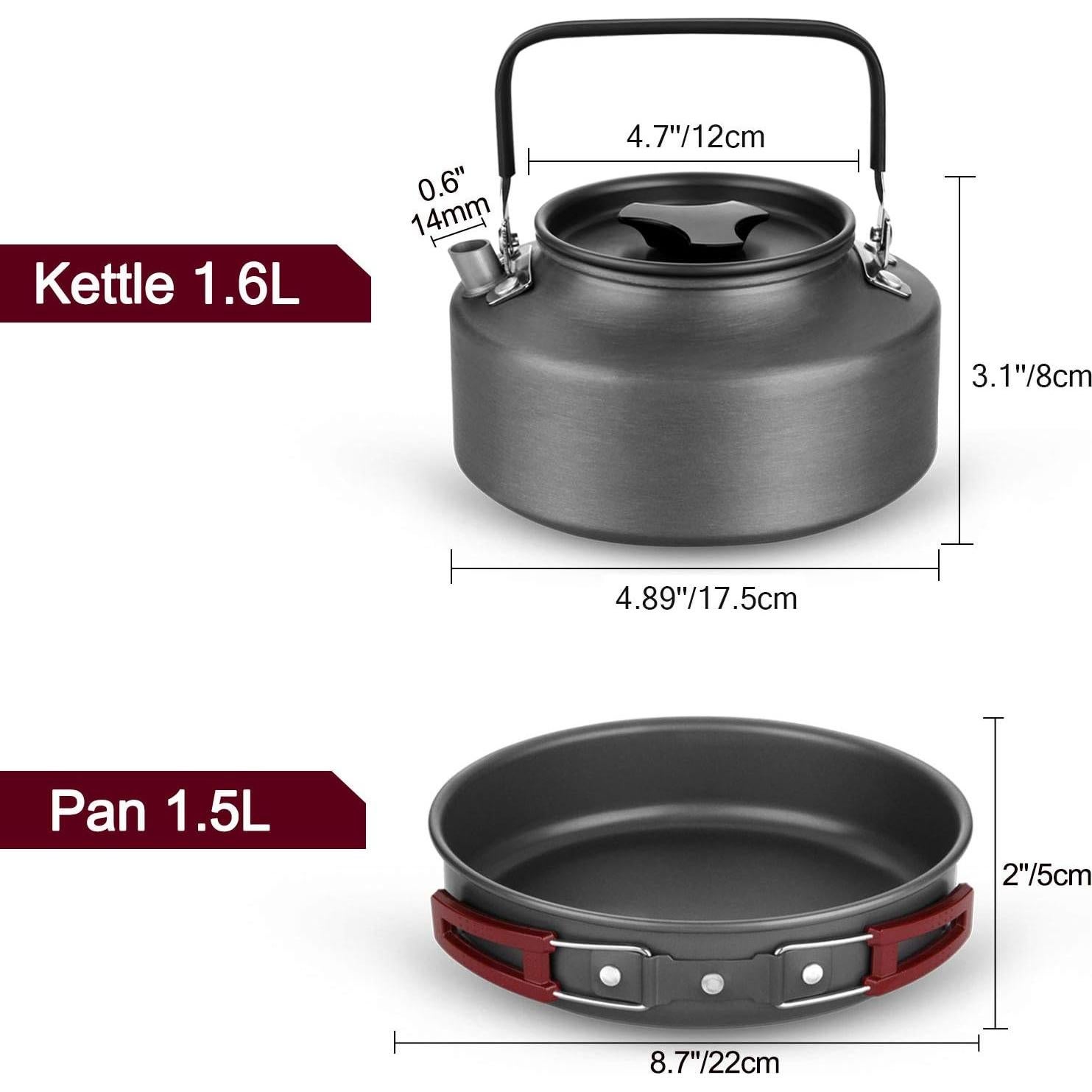 Kit de Cocina Camping Odoland 22 Piezas para 4 Personas
