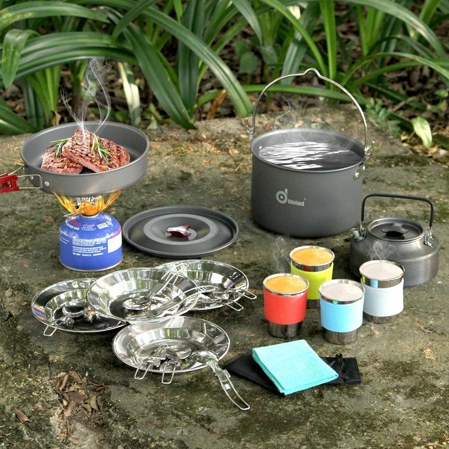 Kit de Cocina Camping Odoland 22 Piezas para 4 Personas