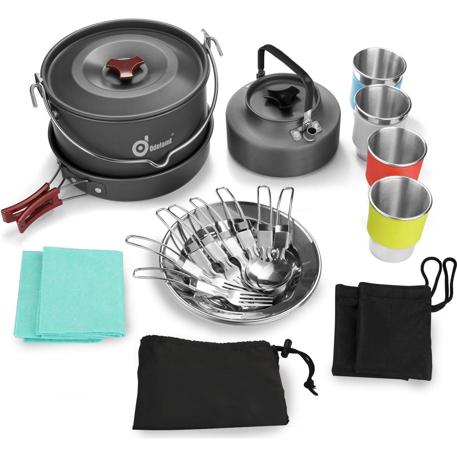 Kit de Cocina Camping Odoland 22 Piezas para 4 Personas