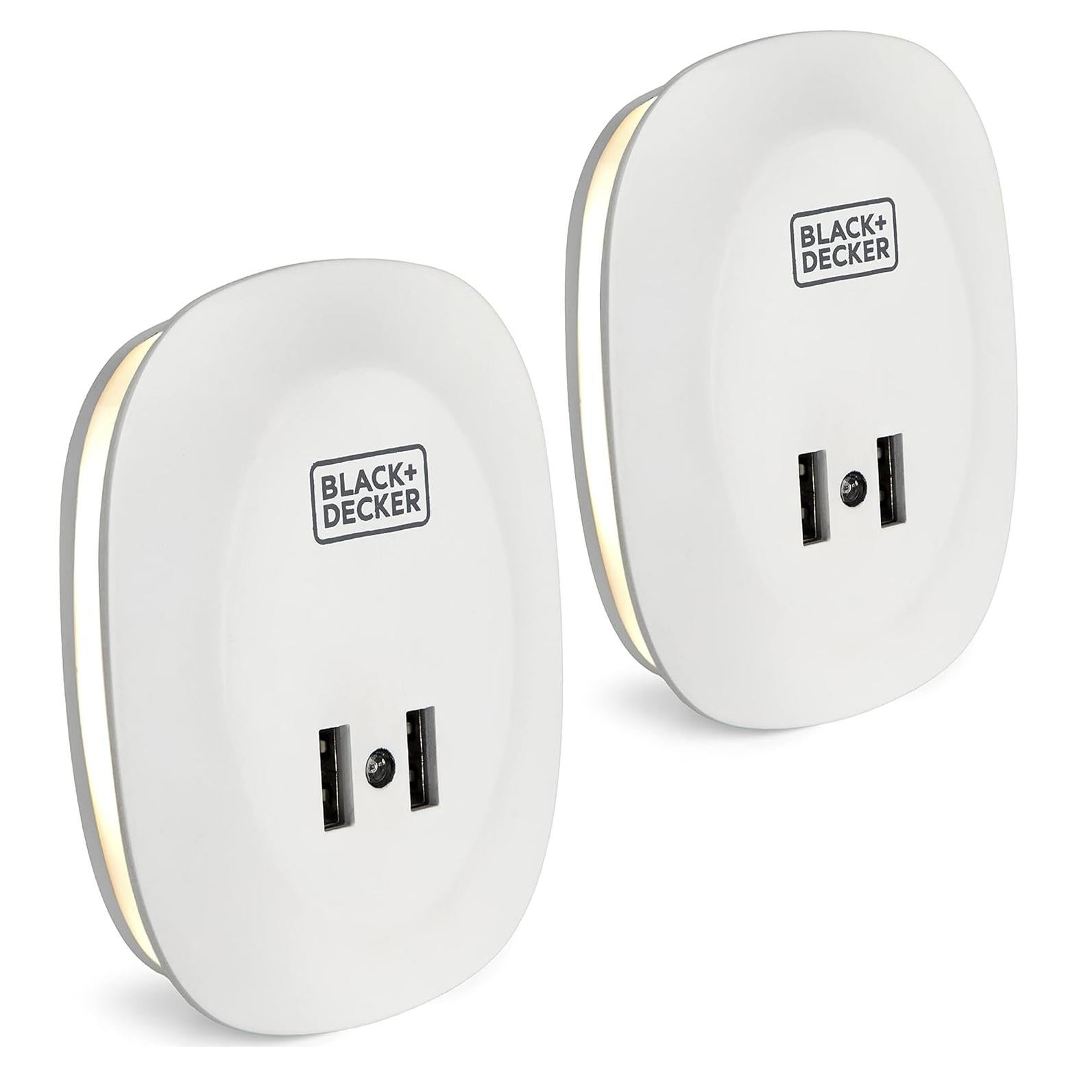 Luz Nocturna Enchufable Black+Decker con 2 USB y Sensor