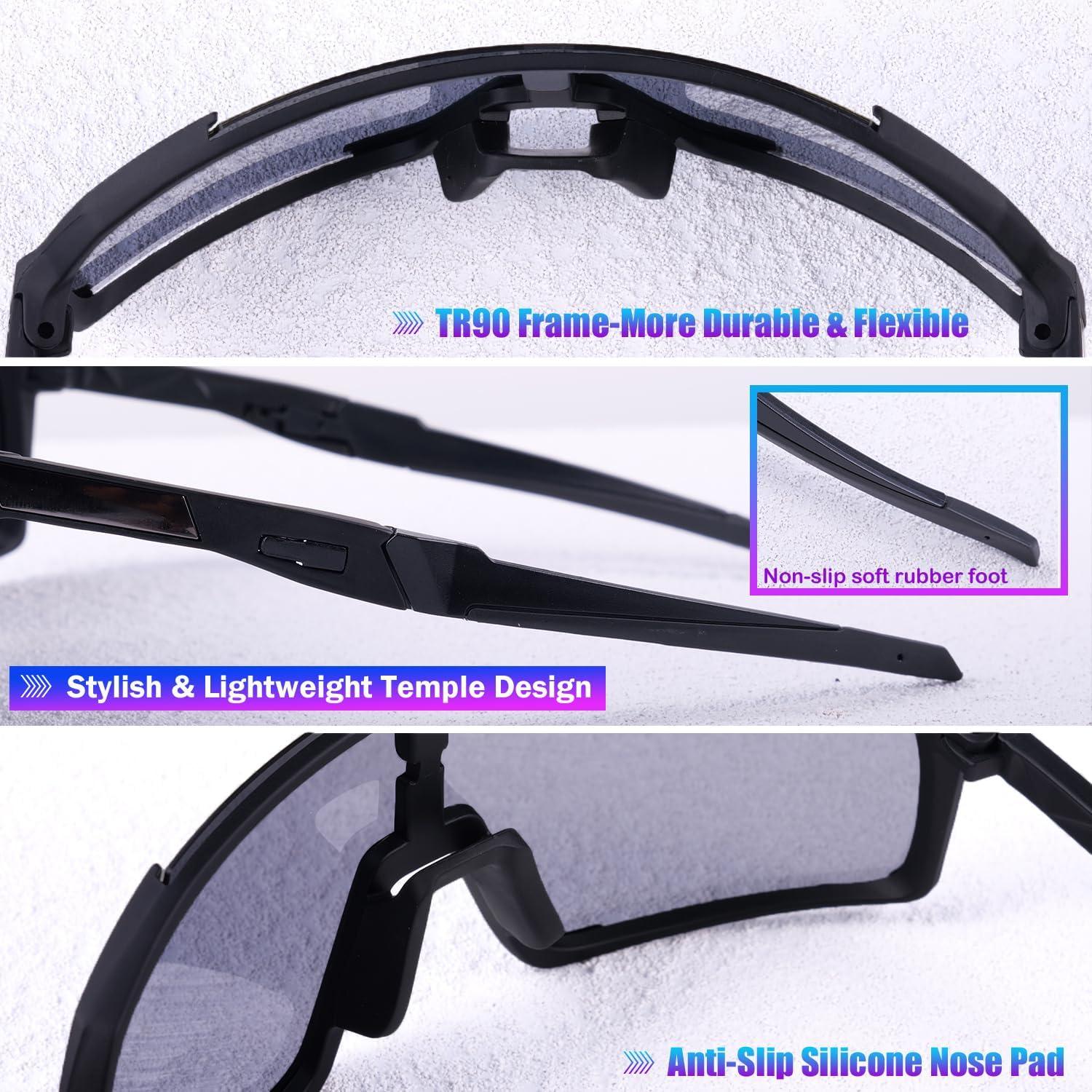 Polarized Sunglasses for Mens Womens Youth,UV Protection Sports Baseball Sun Glasses for Cycling Softball MTB Running