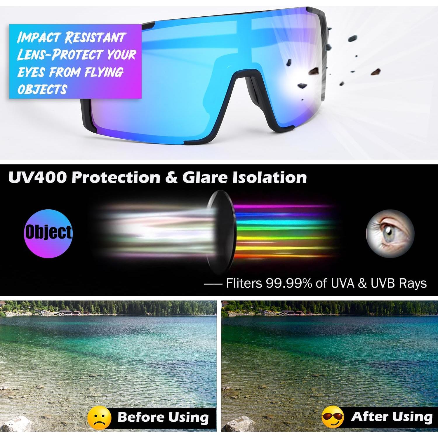 Polarized Sunglasses for Mens Womens Youth,UV Protection Sports Baseball Sun Glasses for Cycling Softball MTB Running